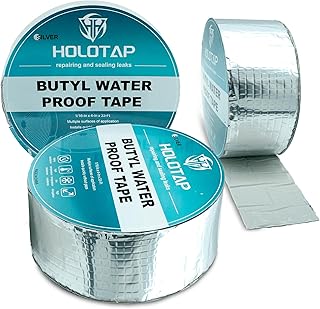 Holotap 3Pcs Waterproof Aluminum Butyl Tape (4in x 33ft), Rv Tape Sealant Waterproof,Waterproof Tape for leaks,Butyl Sealant Tape,Multi-Use Repair for RV, Roof, Leaks, Seals,and M…