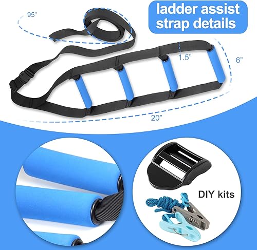 Miniatura 3 de Asistencia de escalera de cama, ayudante de dominadas y ayudante para sentarse, 4 agarres de mango, dispositivos de asistencia de riel de cama de