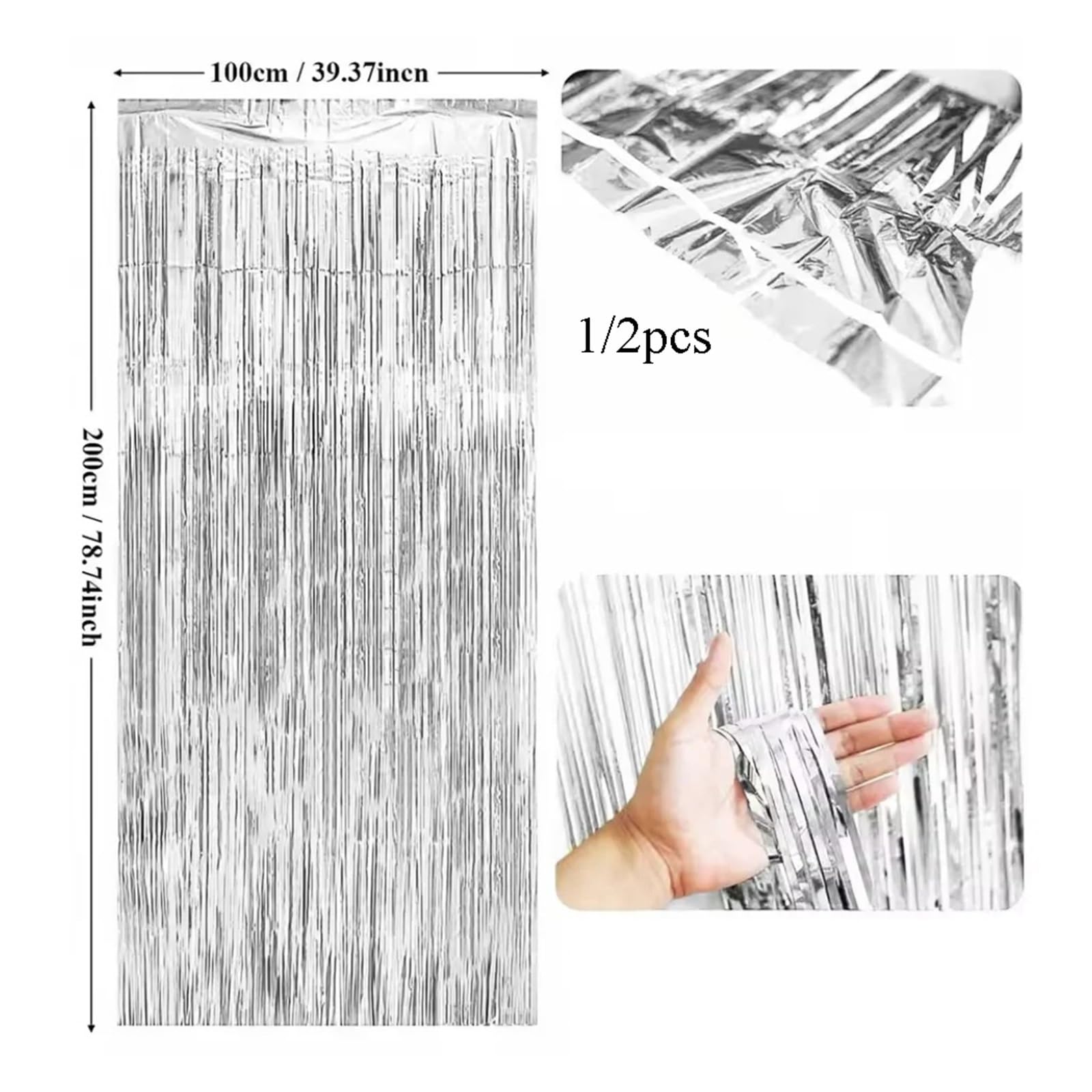 Rideaux décoratifs à Franges en Aluminium, 38 pièces, 2.0m/78,74 Pouces, arrière-Plan de fête for Photo, décorations Mariage et d'anniversaire, Fournitures pour Cuisine(Red)