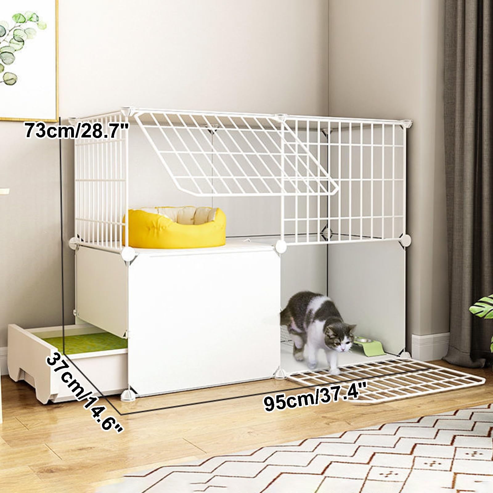 Gabbia per Gatti, Grandi Gabbie per Gatti da Interno Fai-da-Te - Recinto per Animali Domestici smontabile, condominio per Gatti con lettiera e Piattaforme, Cuccia in Metallo per Gatti da INT