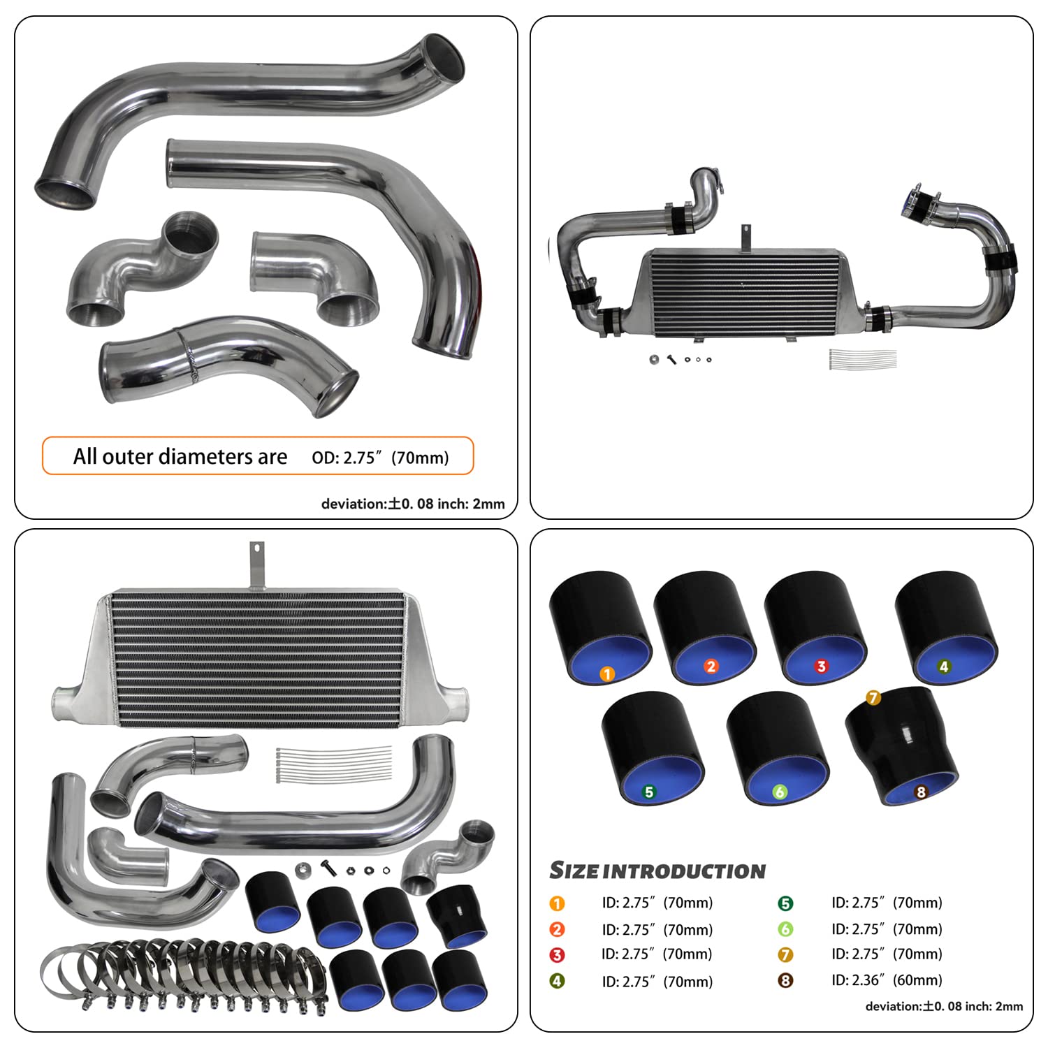 Amazon.com: PKSABB Turbo Intercooler kit polished compatile with