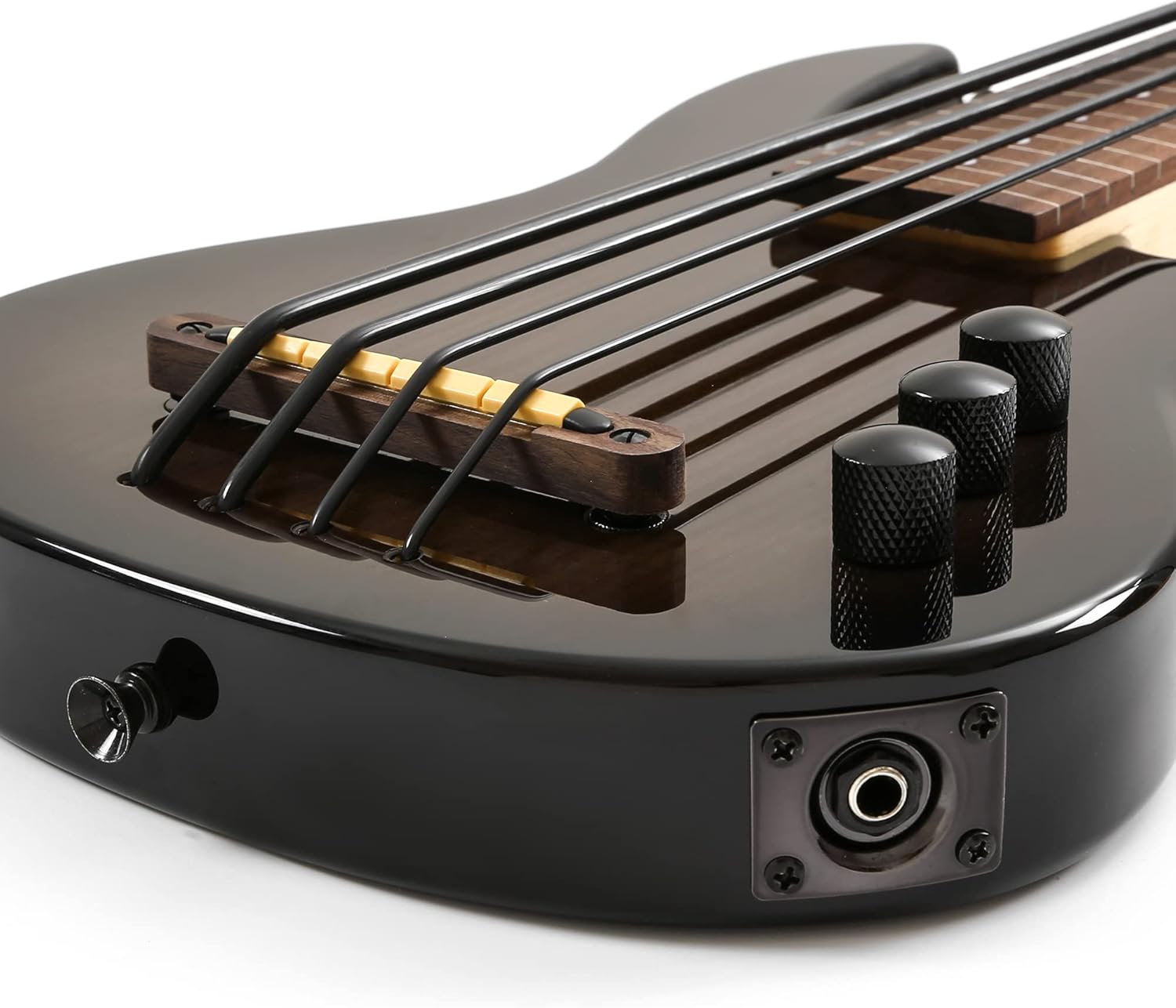 Batking Ukulele bass fretless 4 String Ukelele, Electric Uku bass with Gig bag (Black)