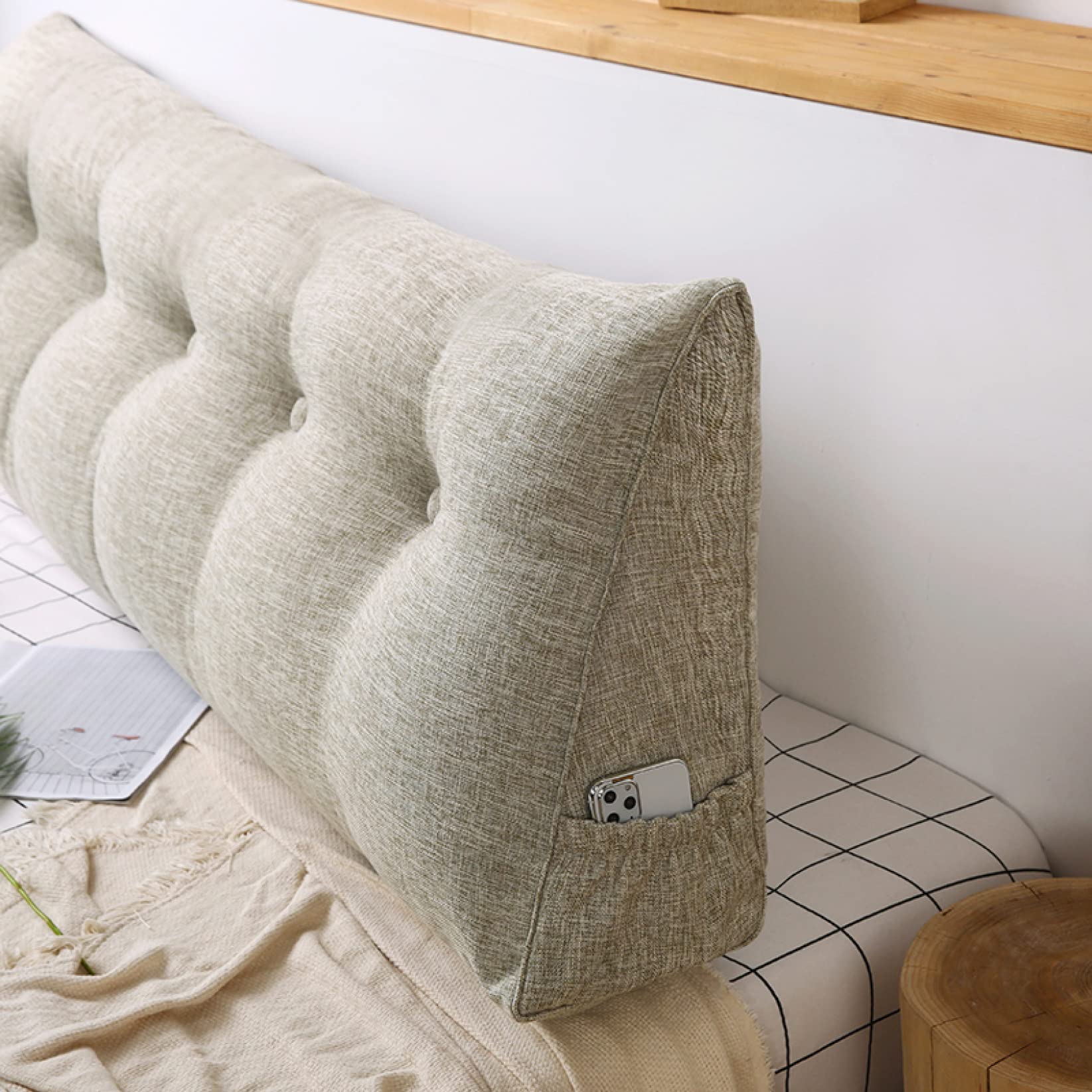 ベージュ クッションソファ サイドポケット付き 【公式通販】