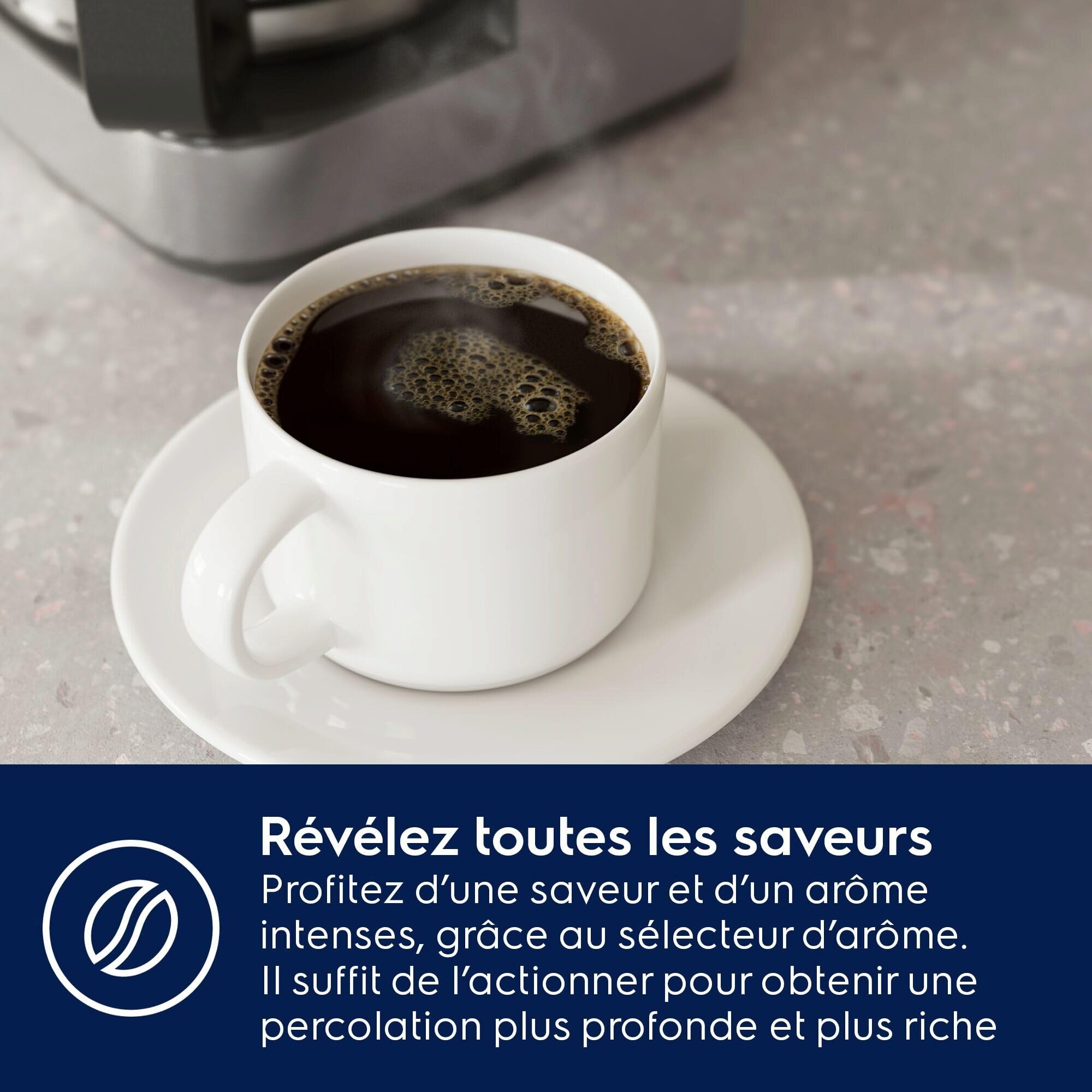 Electrolux Cafetière filtre Create 5 E5CM1-6ST, Sélection d'arômes et minuterie programmable, Puissance 1000 W, Verseuse isotherme 1,38 L, Arrêt automatique, Acier Inoxydable