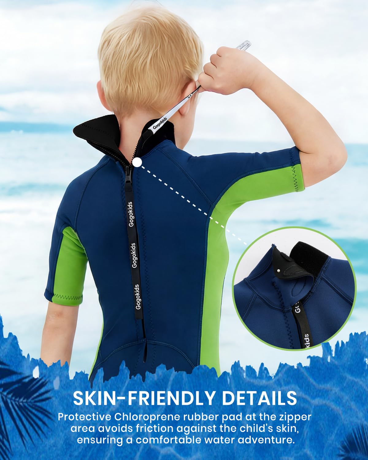 Gogokids Combinaison de plongée courte en néoprène de 2,5 mm pour garçons et filles – Combinaison de printemps pour enfants pour la natation, le surf, la plage, la piscine – Âge de 2 à 10 ans - 4