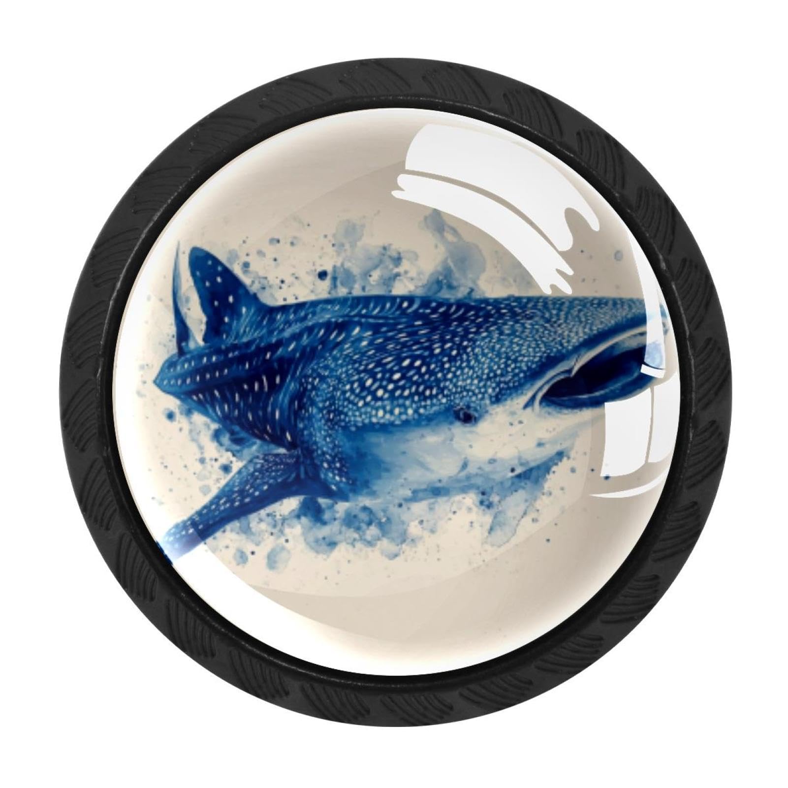 CHENZZZZ 4 Pieces Round Cabinet Knobs Rustic Dresser Knobs, Drawer Cupboard Wardrobe Cabinet Pulls Handles Hardware for Home Kitchen Furniture, Sea Animals Whale Sharks (7)