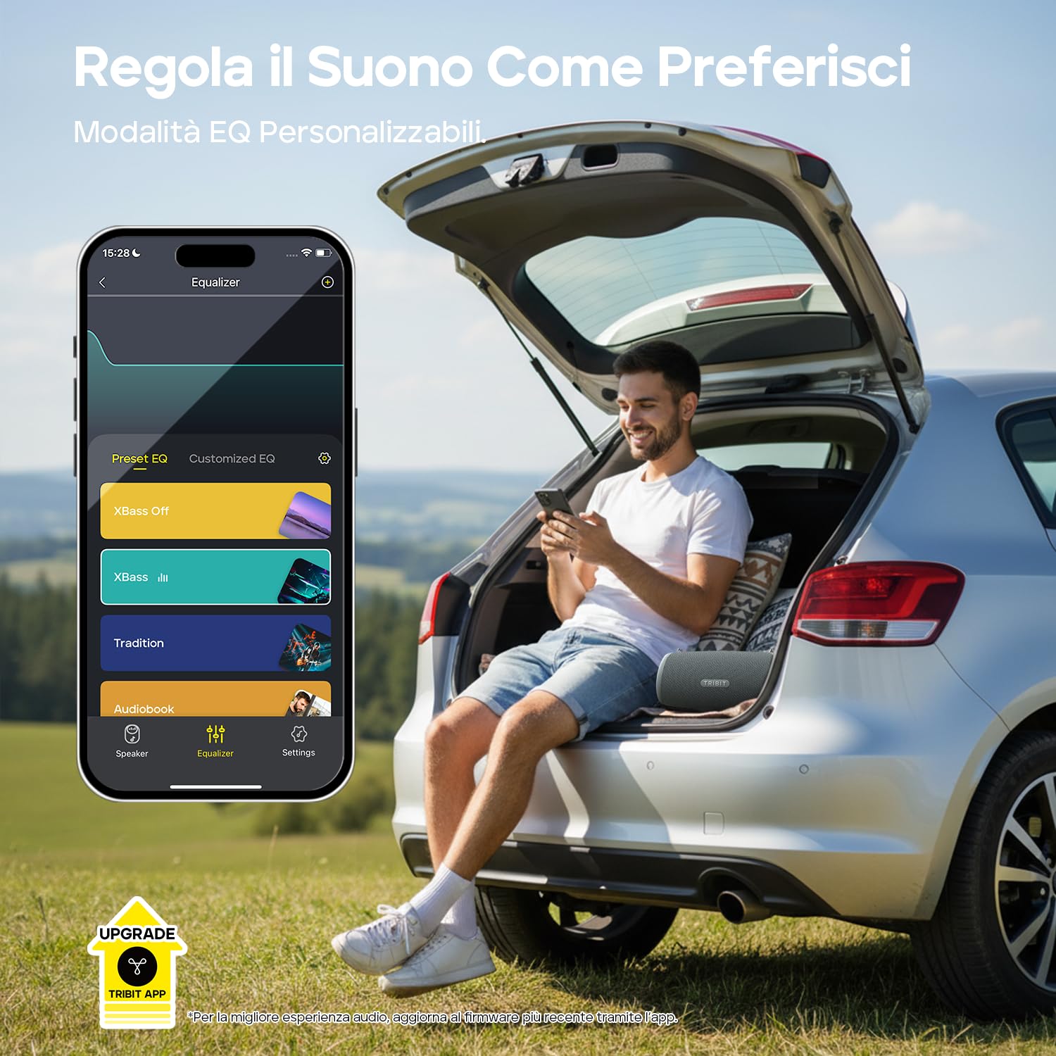 Tribit StormBox Lava Cassa Bluetooth Portatile, 80 W, IP67 impermeabile | XBass, 24 ore, Bluetooth 5.4, EQ personalizzato, TWS, microfono integrato, campeggio, feste, outdoor, grigio