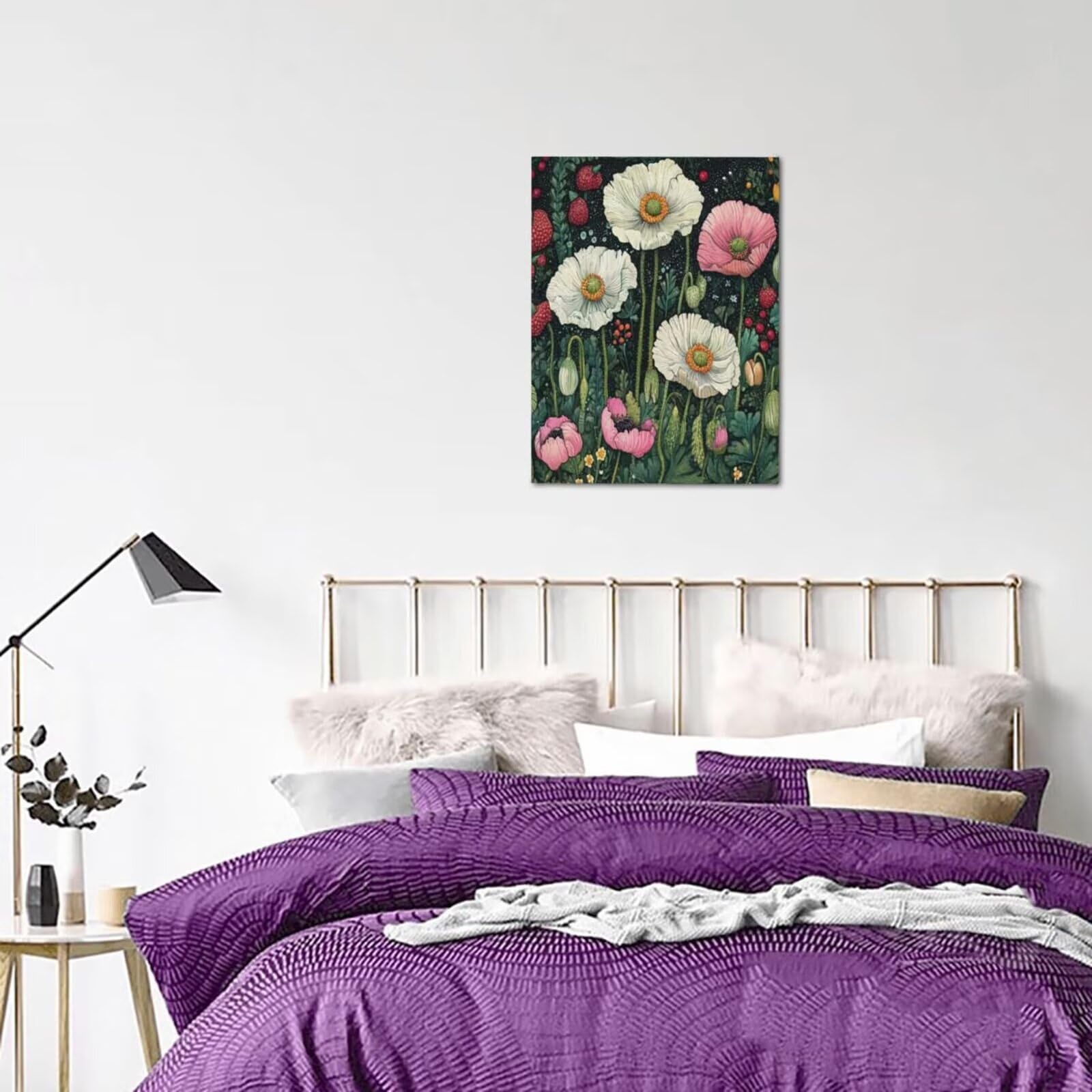 Malen-nach-Zahlen-Set für Erwachsene, Malen nach Zahlen zum Selbermachen, Mohnblumen-Motiv, Acrylfarbe nach Zahlen für Erwachsene/Anfänger, Ölgemälde, Basteln für Heimdekoration, 60 x 90 cm, ohne