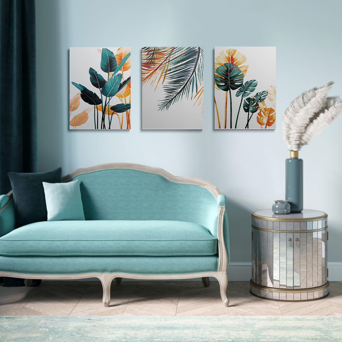Set of 3 Wall Art Beautiful Pattern Canvas Painting Plants Canvas Framed Prints Pictures Print on Canvas Photo Wooden Wall Decor for Living Room Bedroom Bathroom 12x16in GYH0047 - Image 3