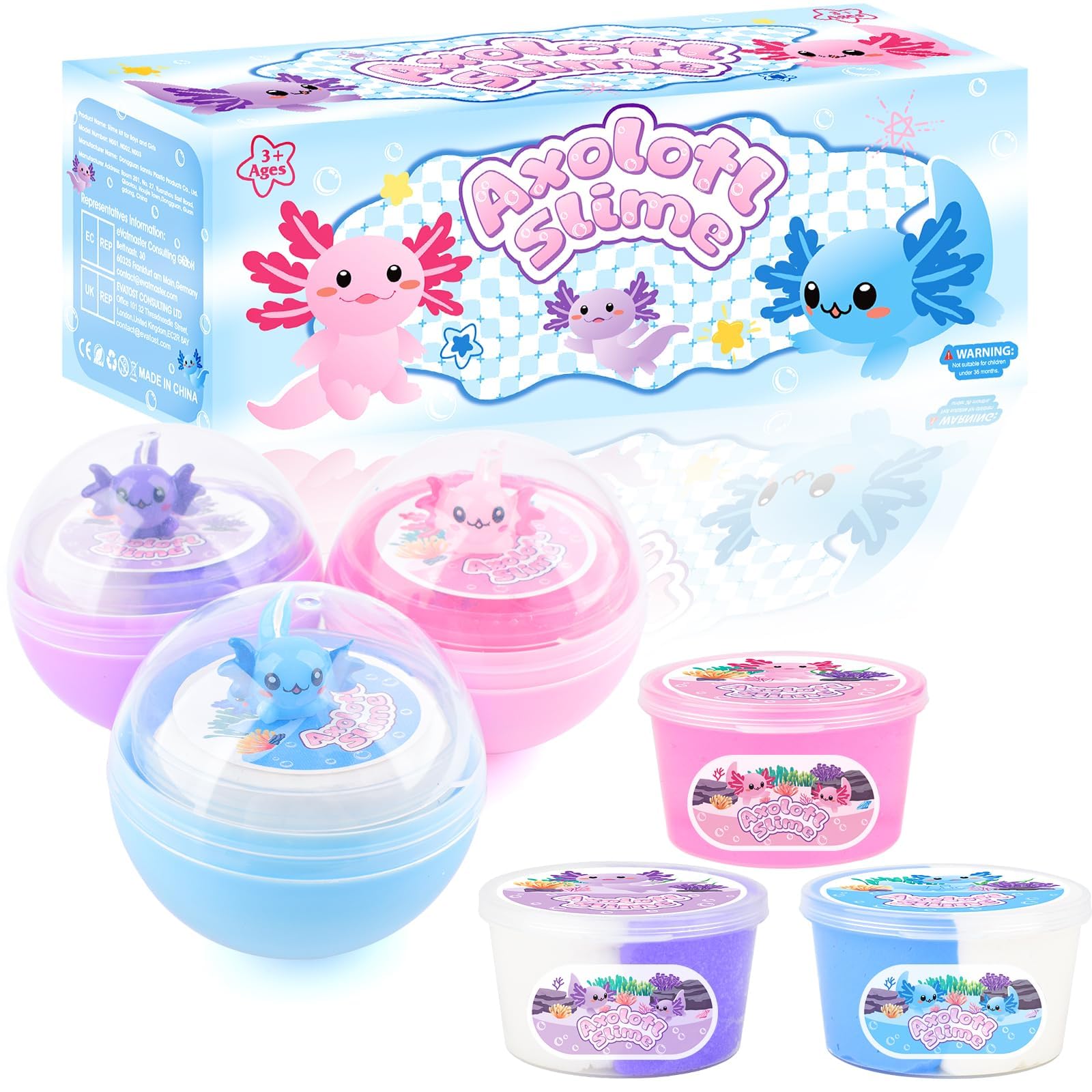 Amazon.com: Axolotl Slime Kit 3 Pack – Pink Clear Slime, Butter