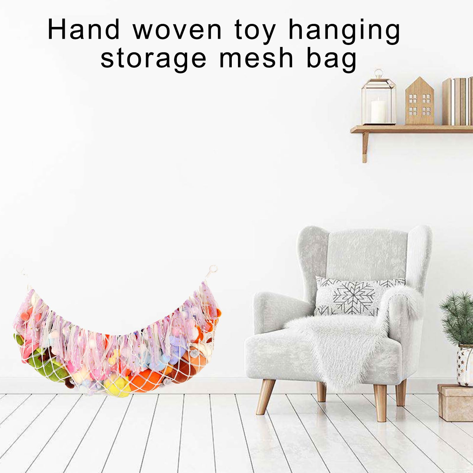 HUANGTNG Handmade Hanging Net Toy Organizers Sturdy Stuffed Animals Storage Net for Small and Large Plushies in Nursery Decors