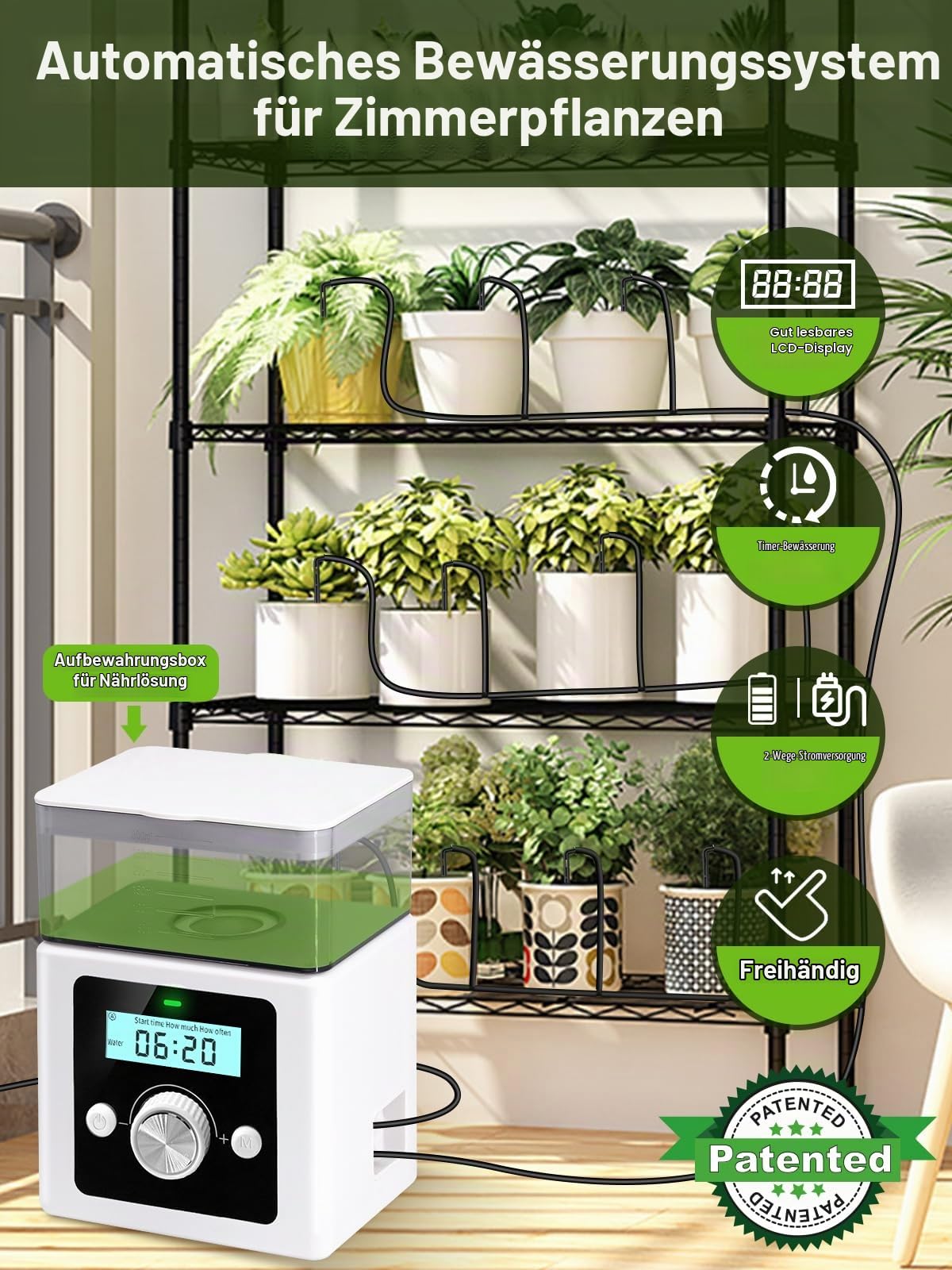 Automatisches Bewässerungssystem, Automatische Bewässerung für Zimmerpflanzen,DIY Automatisch Bewässerungssystem für Pflanzen im Innenbereich, ideal als Urlaubsbewässerungssystem