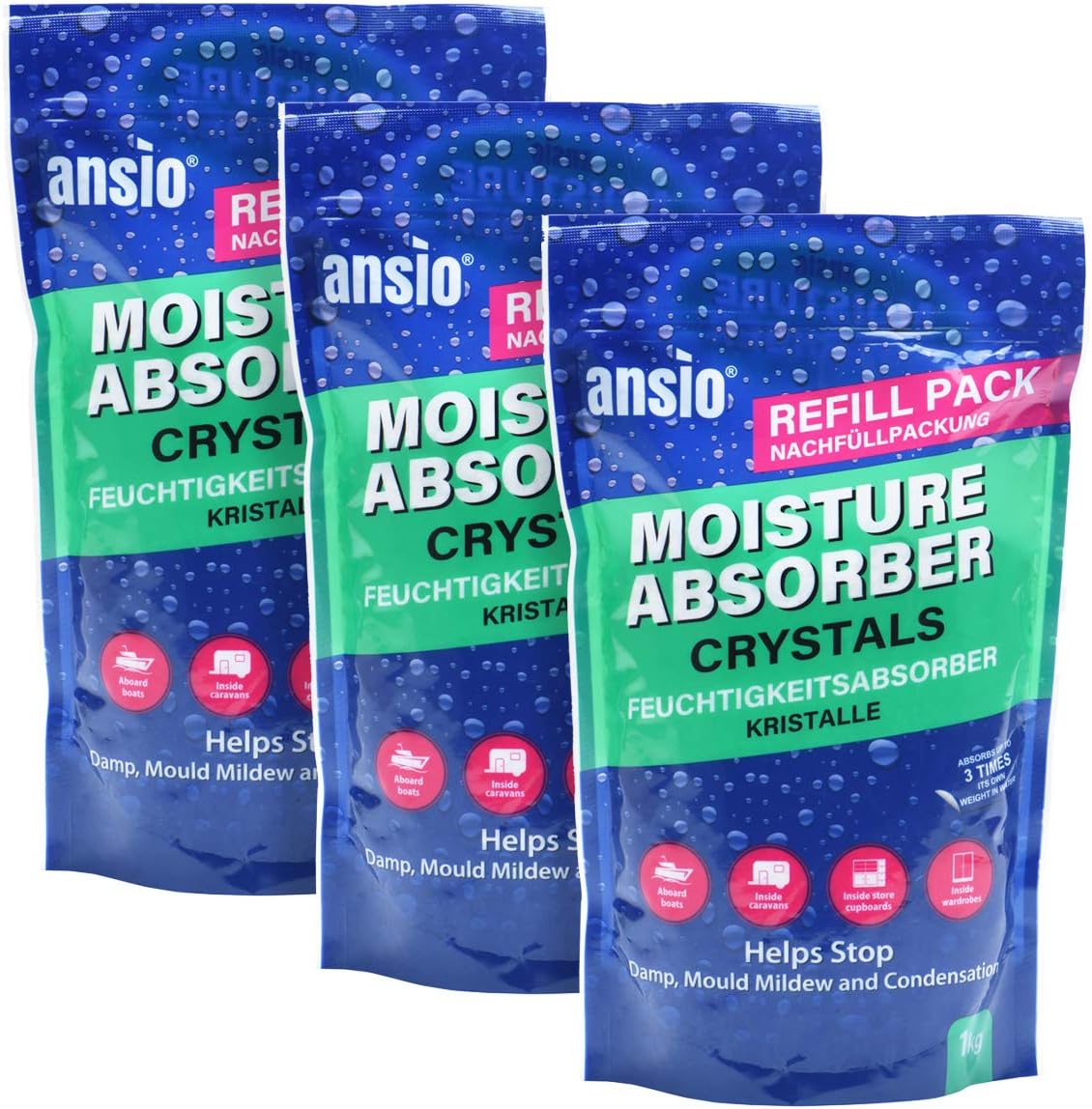 ANSIO Dehumidifier Condensation Remover Moisture Absorber Refill