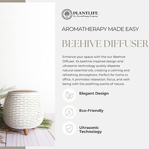 Miniatura 2 de Plantlife Difusor de colmena - Difusor ultrasónico de niebla de aceite esencial para aromaterapia - Depósito de 3.4 fl oz