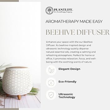 Plantlife Essential Oil Beehive Diffuser, Ultrasonic, Aromatherapy, 100 ml