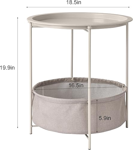 Vista 19 de VECELO Mesa auxiliar/auxiliar, plegable, redonda, de metal, antioxidante, impermeable, para exteriores o interiores, bandeja para sala de estar