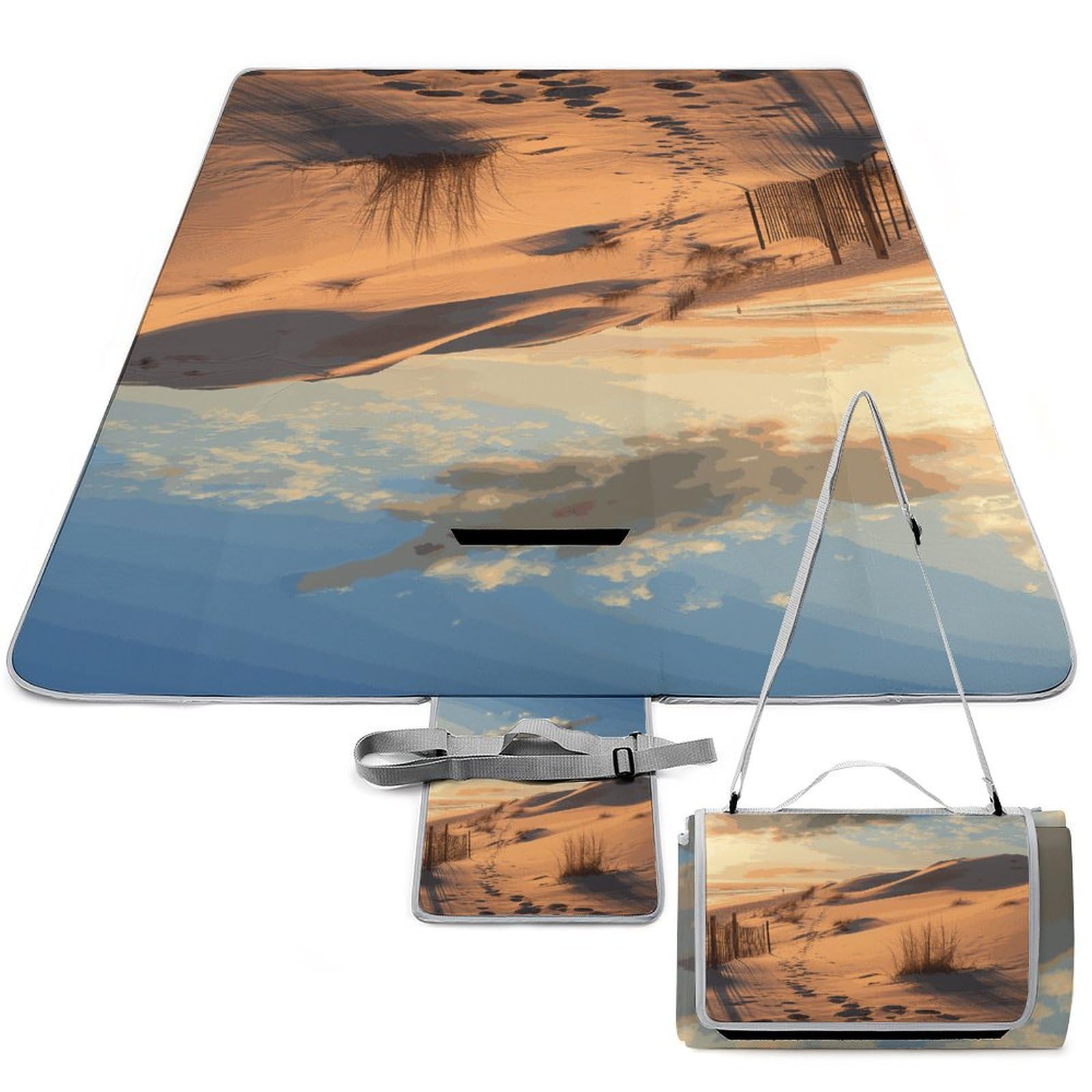 Couverture de pique-nique imperméable 147x148 cm au motif de dunes de sable pour vos sorties