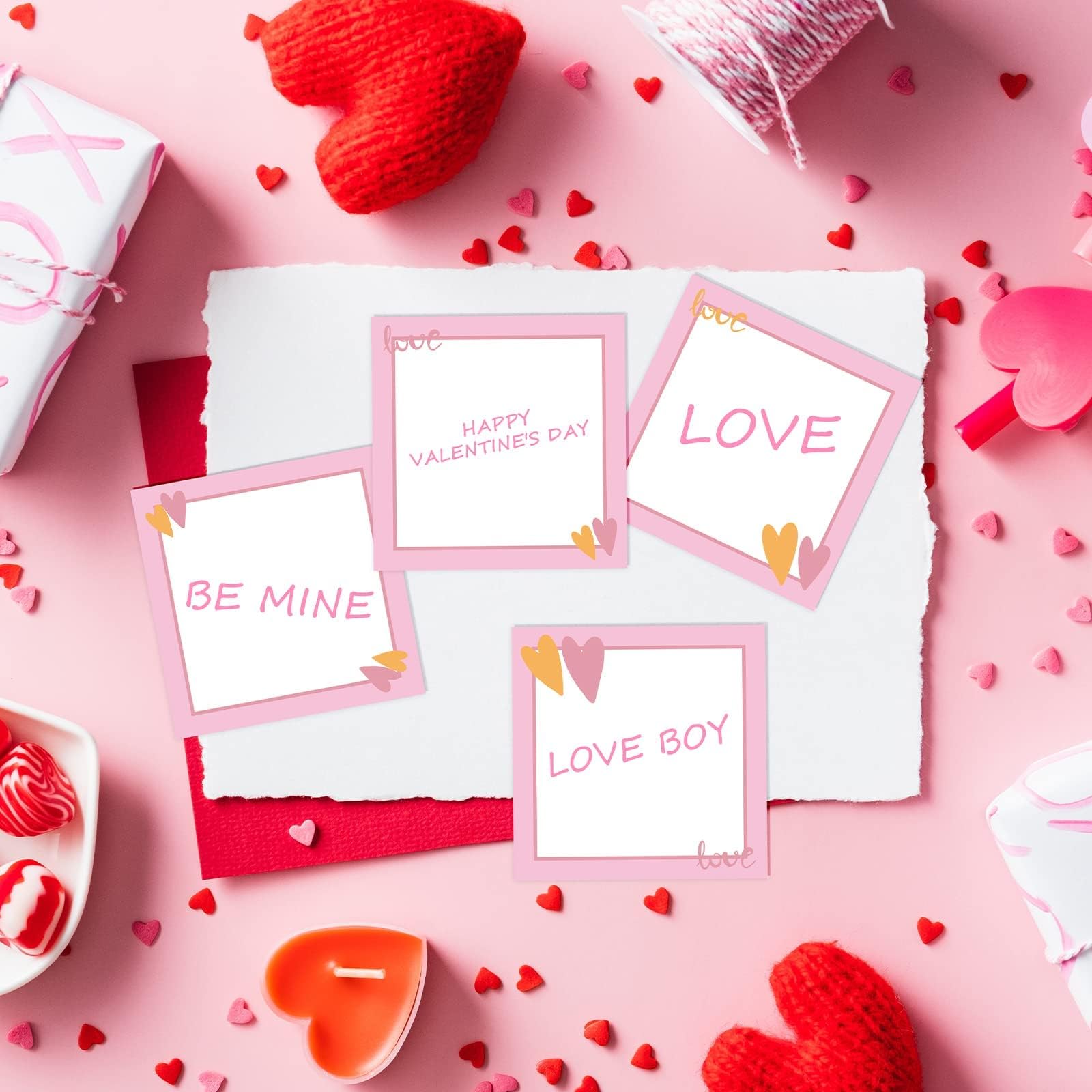 9-Pack Valentine's Day Sticky Notes - Plaid Design Self-Adhesive Memo Pads For Office, School & Gifts