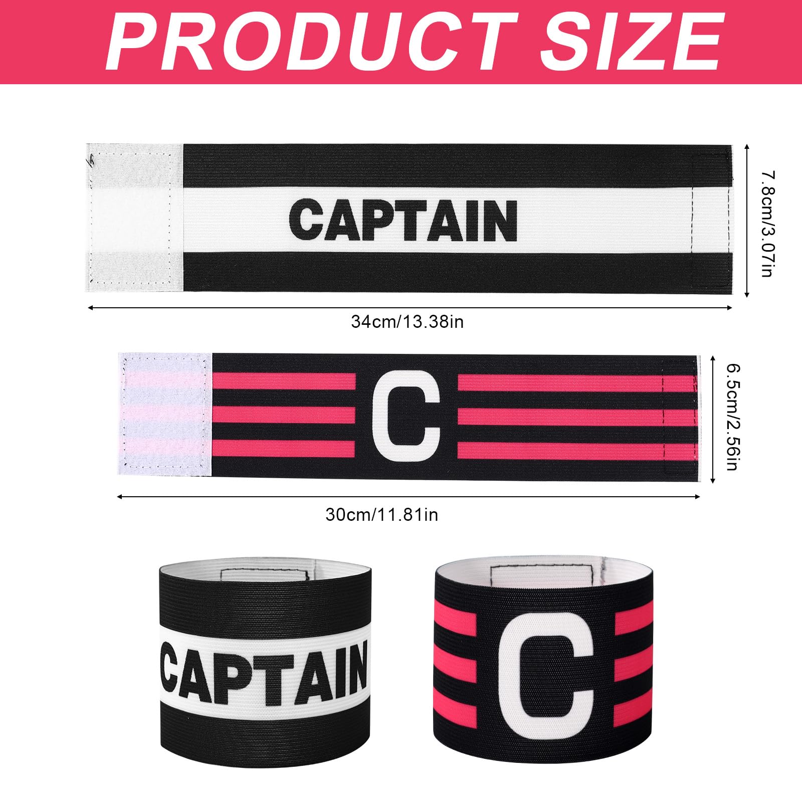 3pz Fasce Capitano Calcio, Bracciali Regolabili Traspiranti Fascia Capitano Sport Accessorio per Calcio Rugby Basket Giovani e Adulti