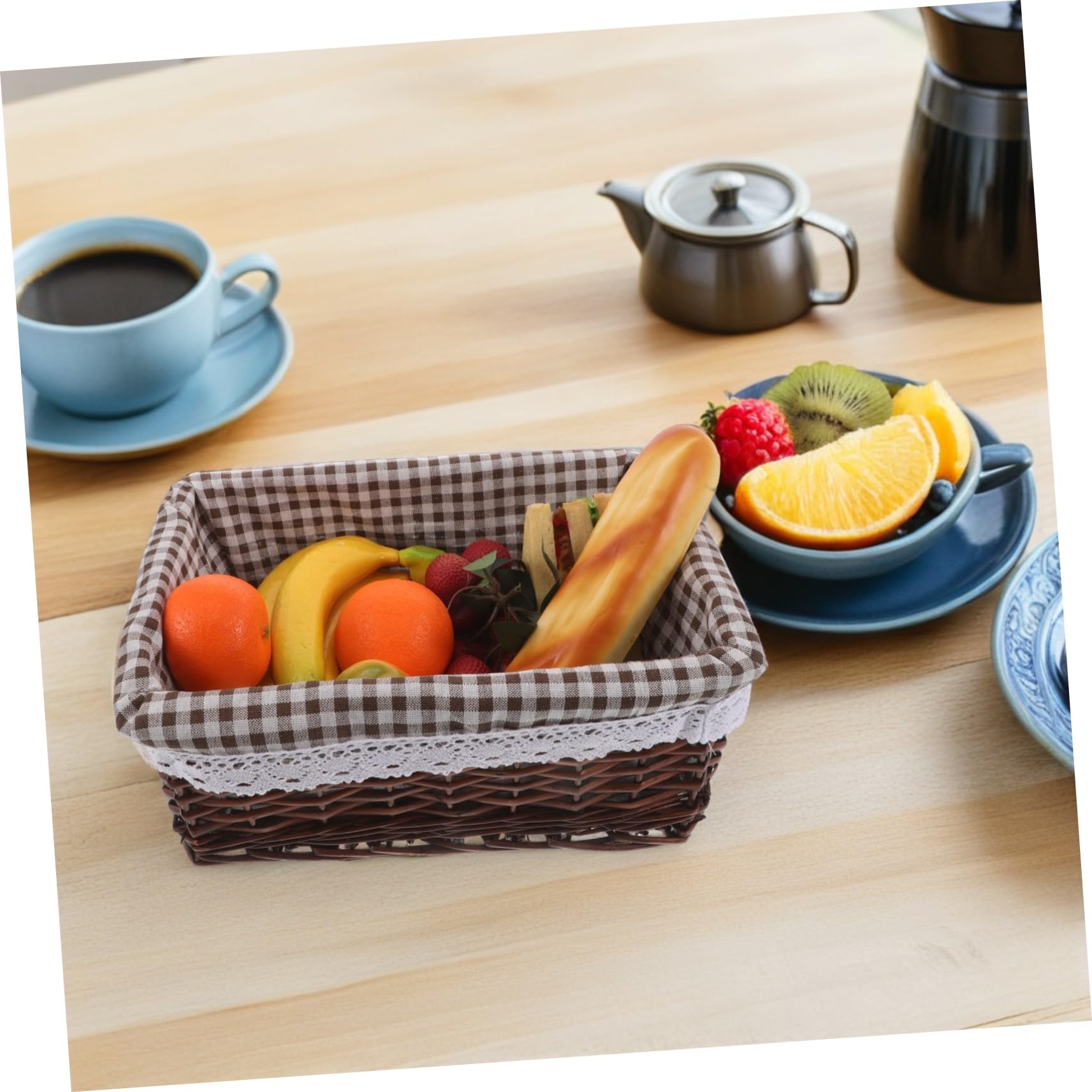 DOITOOL 3 Piezas Cesta de Almacenamiento Tejida de Mimbre Rectangular de Cesta de Mimbre para Aperitivos Mano con Forro para Libros Despensa y Artículos Diversos