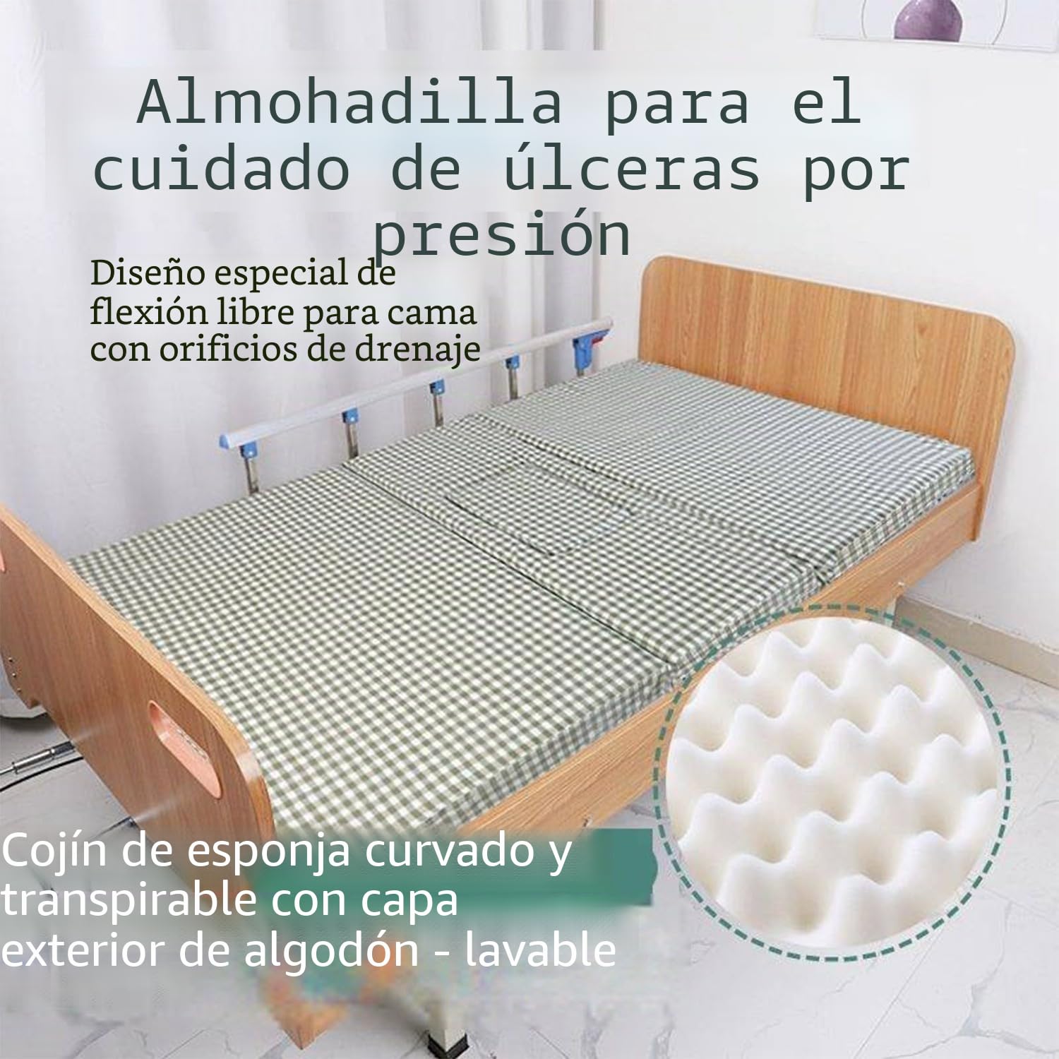 Colchón Antiescaras De 7.5Cm De Grosor para El Cuidado del Paciente, Colchón De Presión para Hospital Camas De Enfermería, Camas De Pacientes, Pacientes Encamados De Larga Duración 90×190CM