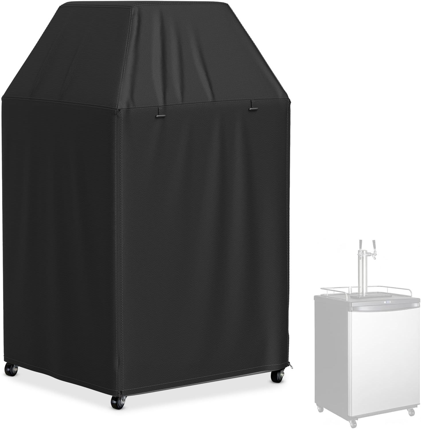 Waterproof Kegerator Cover,420D Oxford Fabric Beer Keg Cooler Cover,Dustproof Outdoor Indoor Keg Tower Cover for Double/Triple Tap Draft Beer Dispenser,24.5''Lx26.5''Wx52''H