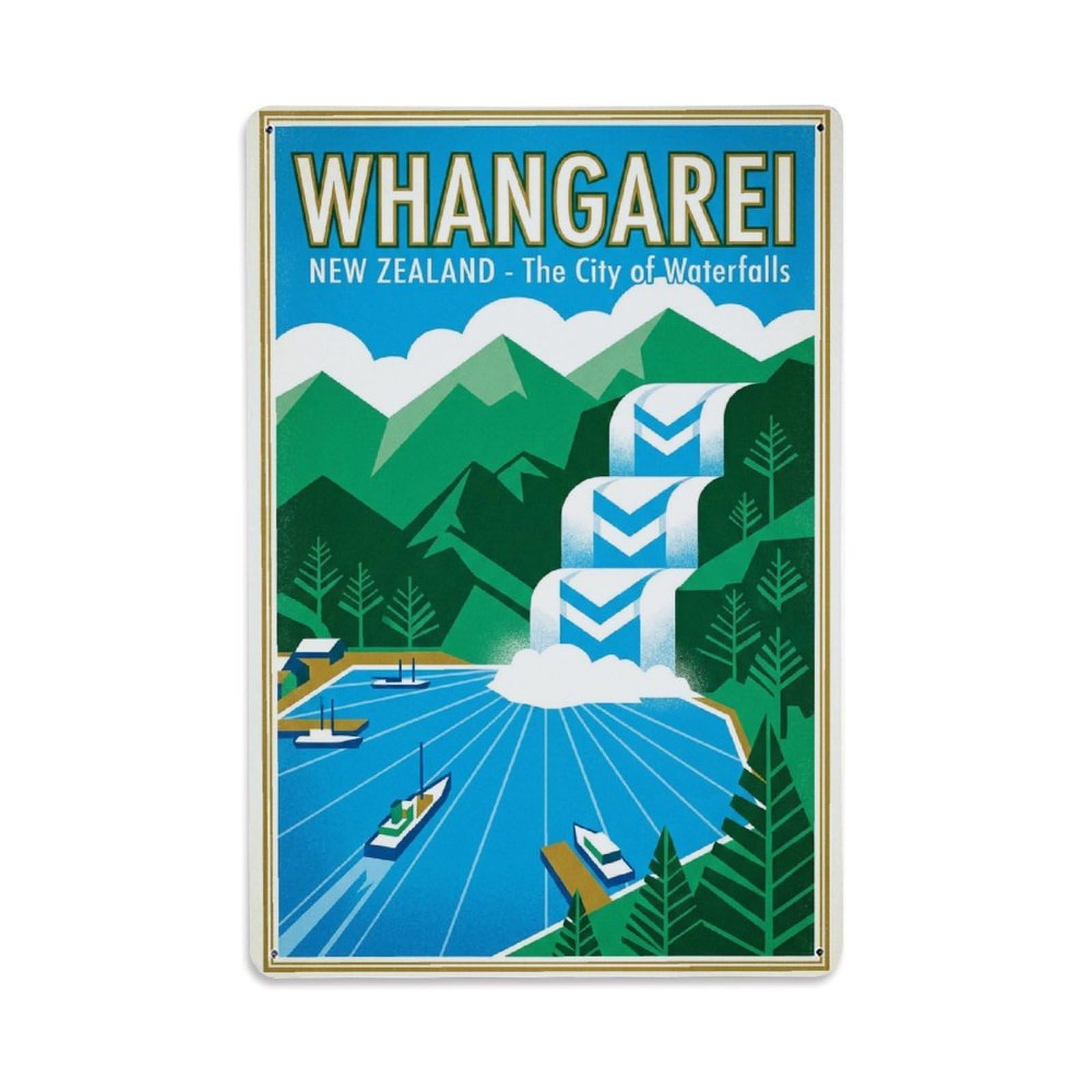 Metal Tin Sign New Zealand Whangarei Vintage Travel