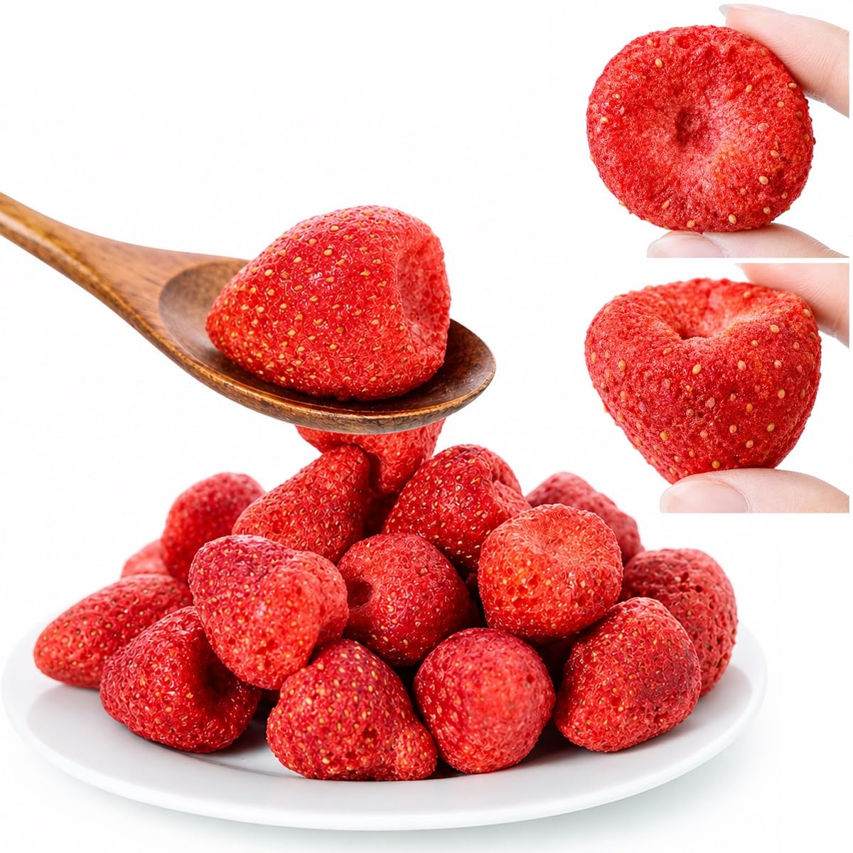 Fresas Enteras Liofilizadas 300g - Fruta Deshidratada Natural Sin Azúcar Añadida Botana Crujiente Para Repostería Yogur