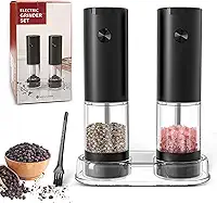 Moedor de Pimenta 95 ml Elétrico de Sal Pimenta (Pacote com 2) Moedor de Cozinha Tempero Pimenta Automático, Moedor de saleiro Operação Com Uma Mão Para Graos Café, Tabasco, Especiarias, Churrasco