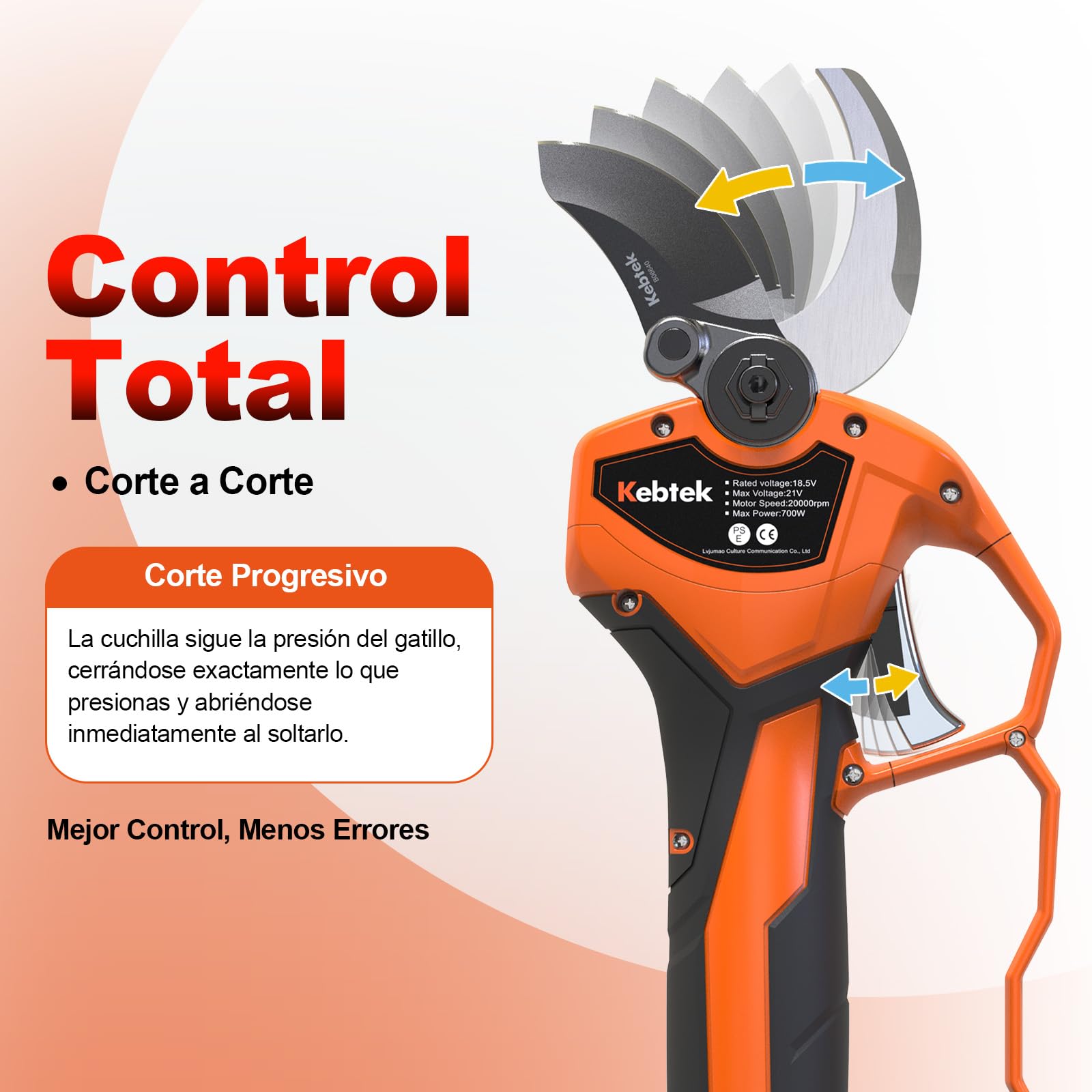 Kebtek Tijera Podar Electrica 40 mm Corte Podadora con Bateria Tijeras Electricas Profesional de 1,6'' para Jardinería y Trabajos Pesados | Tijera Podadora con Batería Corte Progresivo Compatibles con Batería Makita Clip para el Cinturón para Jardinería,