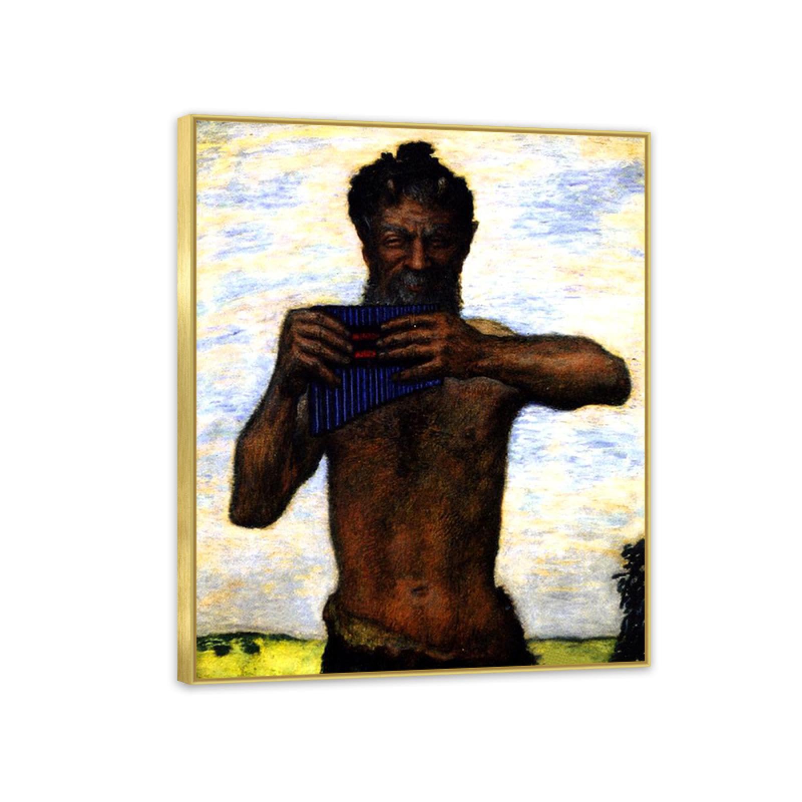 Hau3sh3a Frame Franz Von Stuck Wall Art Print Pan Famous Giclees Franz Stuck Picture Artwork Wall Decor For Living Room Bathroom Office 90X70cm(36X28in) Gold