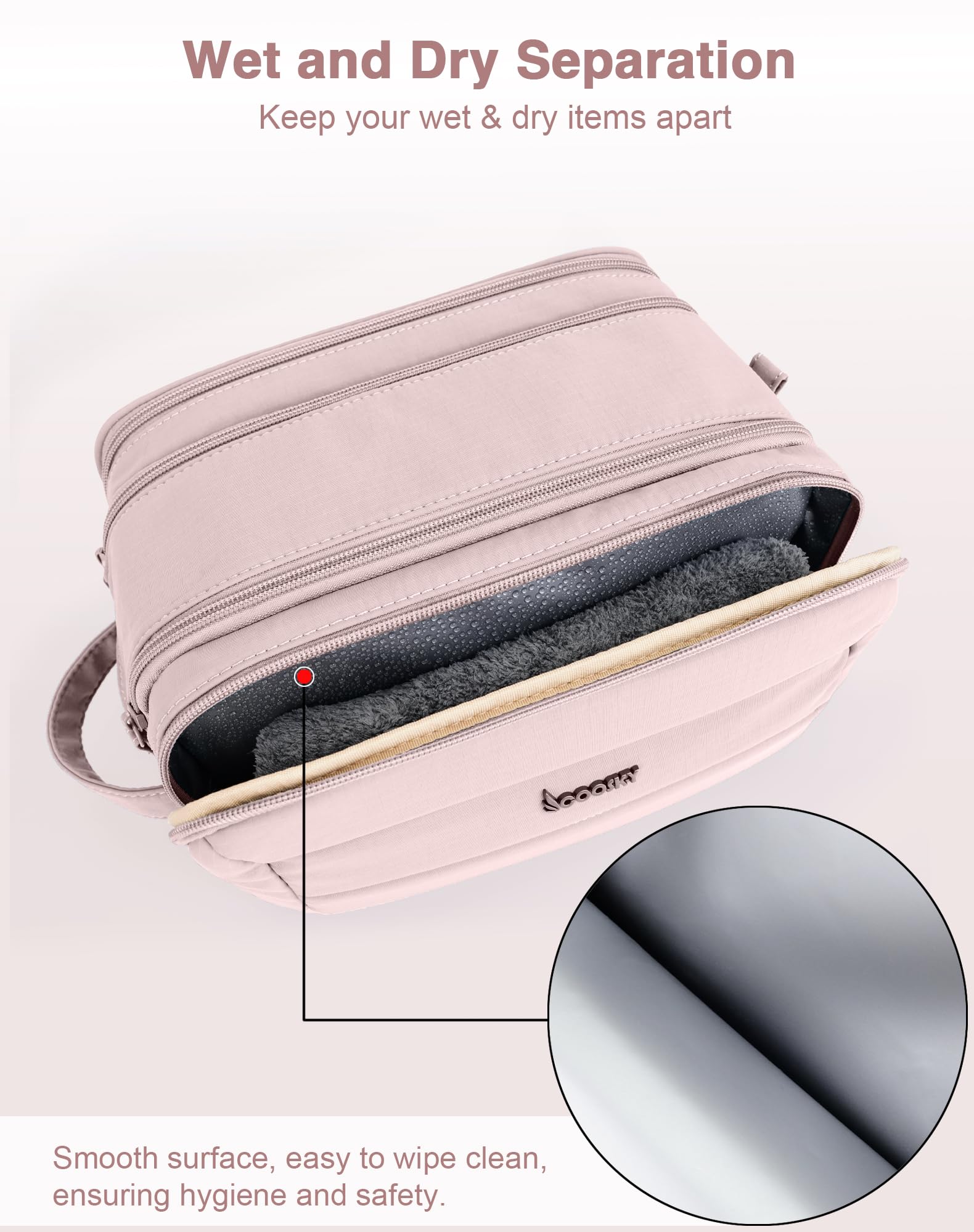 Beauty case per uomini e donne, essenziale da viaggio con nave da crociera, kit dopp da barba con separazione asciutta e bagnata, borsa organizer per cosmetici da bagno impermeabile, accessori per il