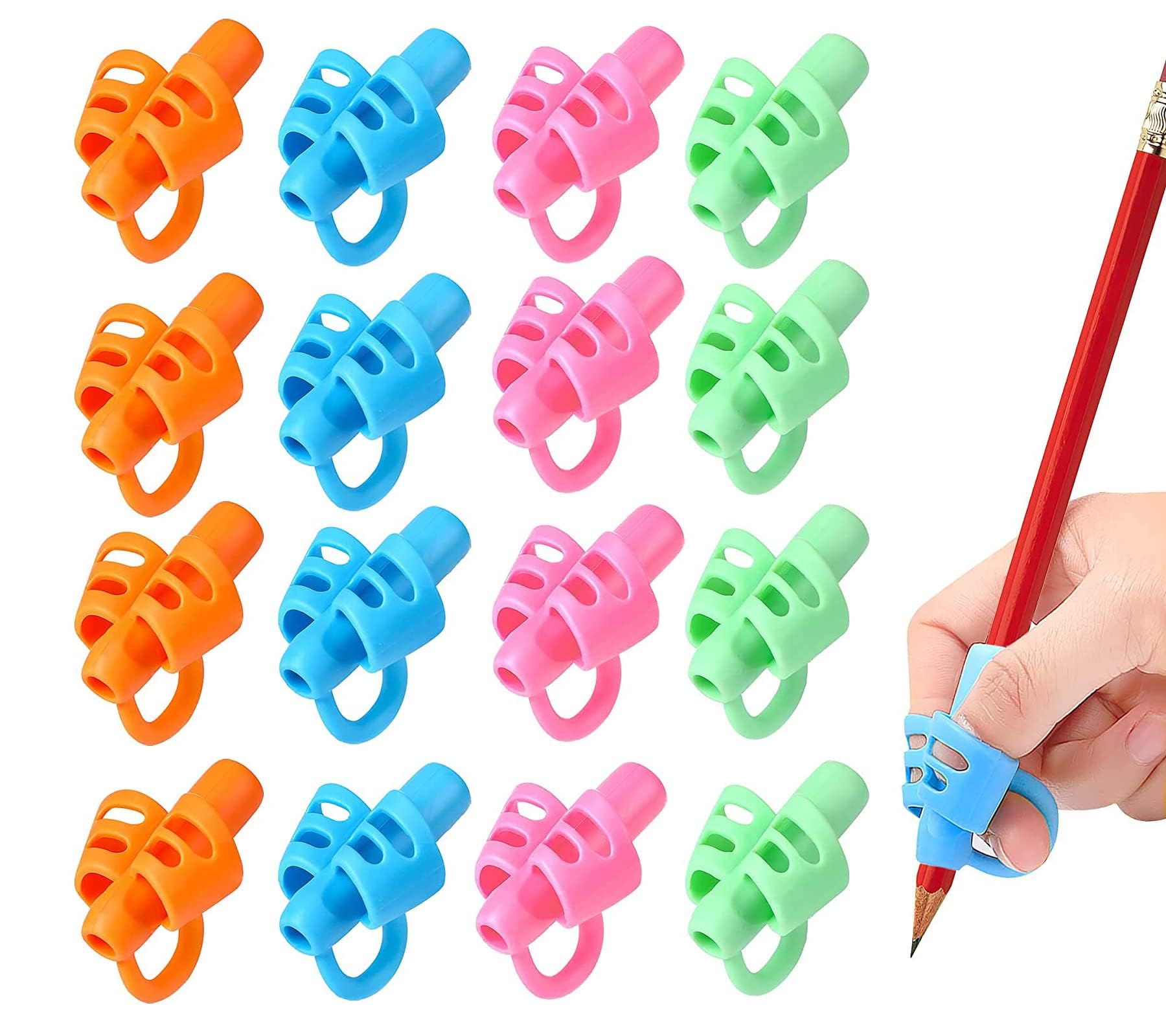 16 PCS Pencil Finger Grips for Handwriting Grip Posture Correction Training Pen Writing Aid Tool for Toddler Preschool Adults Students Special Needs
