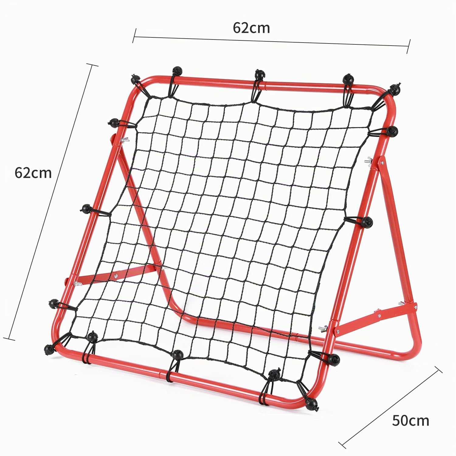 Adjustable Football Rebound Net 62x62cm Dual-Angle Soccer Trainer with Steel Frame | Portable Folding Rebounder for Passing & Shooting Practice | Outdoor Sports Equipment Child Youth