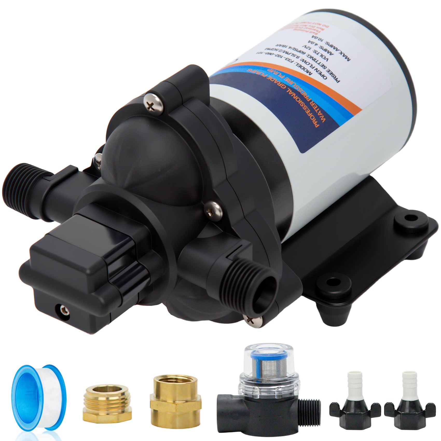 Ceelpeopar Black 2.5Gpm 12 Volt Sprayer Pump, Soft Wash Pump, 60Psi, 8 Amps, Chemical And Corrosion Resistant, Compatible With Roundup, Pressure Switch And Self-Priming For Agricultural Spraying, Soft Wash System