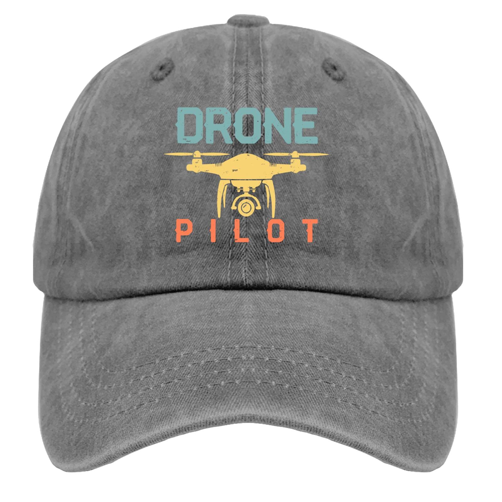 Tkpa Mol Unisex Pigment Gray Dad Hats Drone Pilot Trucker Cap For Men Retro Washed Cotton Adjustable