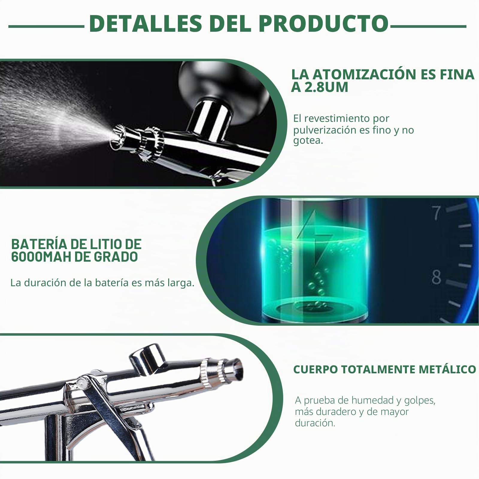 Set de aerógrafo con compresor, 40 PSI, kit de aerógrafo portátil de doble acción + accesorios para limpieza de maquillaje, diseño de uñas, decoración de pasteles, modelismo y modelado de tatuajes