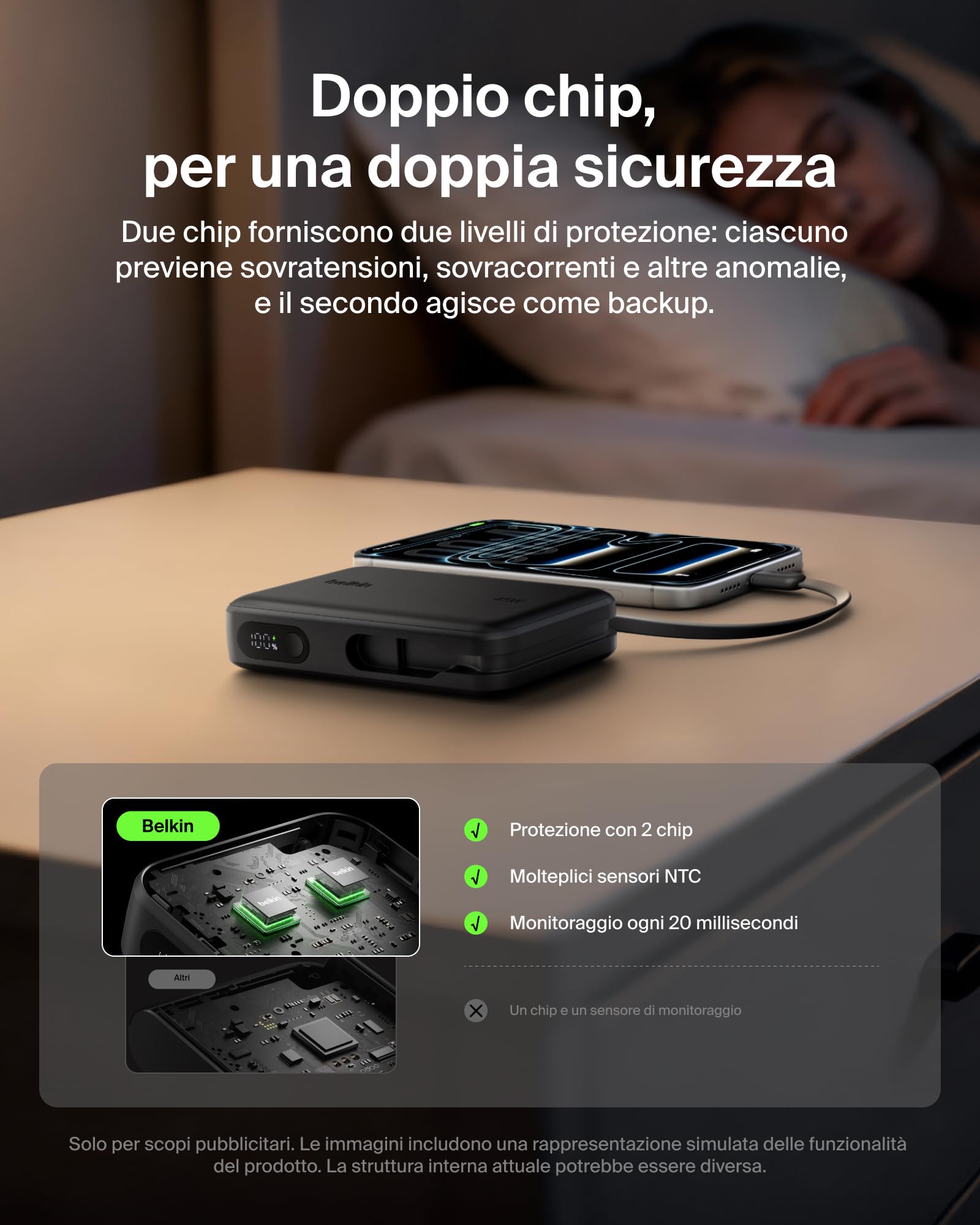 Belkin UltraCharge Power Bank 10000mAh con Cavo USB-C e Display - Nero | Caricatore Portatile 10000mAh, Ricarica 3 dispositivi (1 USB-C, Cavo USB-C Integrato, 1 USB-A), 45W, Pre-Caricato, Display