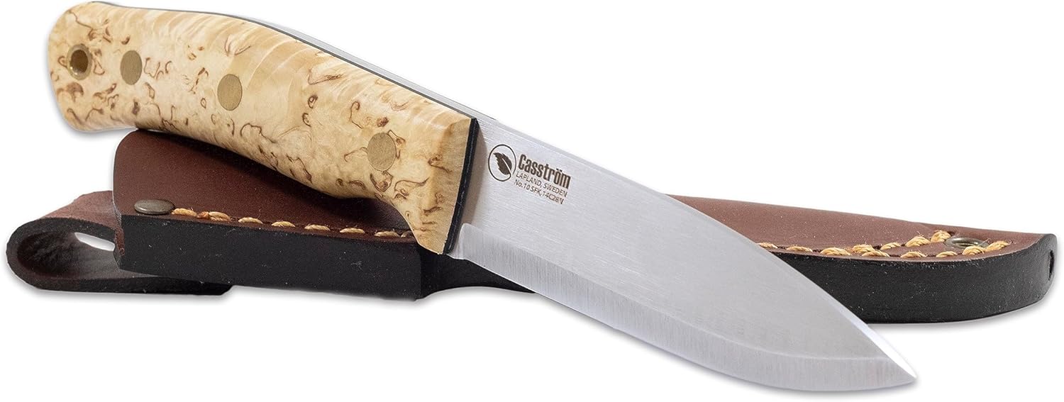 Casstrom No.10 SFK - Stainless/Scandi/Curly Birch - Fixed