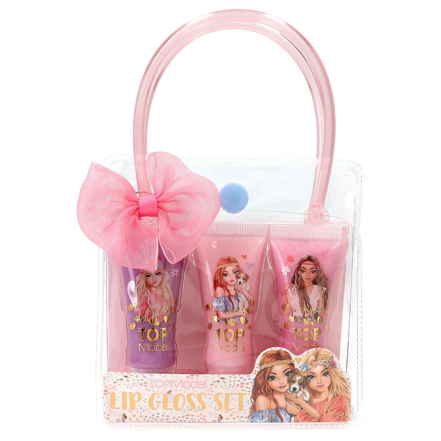 Depesche 12887 TOPModel Velo Fleur-Set Labios con diseño de Modelo para niños, 3 Brillos en Tonos Rosa con fragancias afrutadas, Multicolor