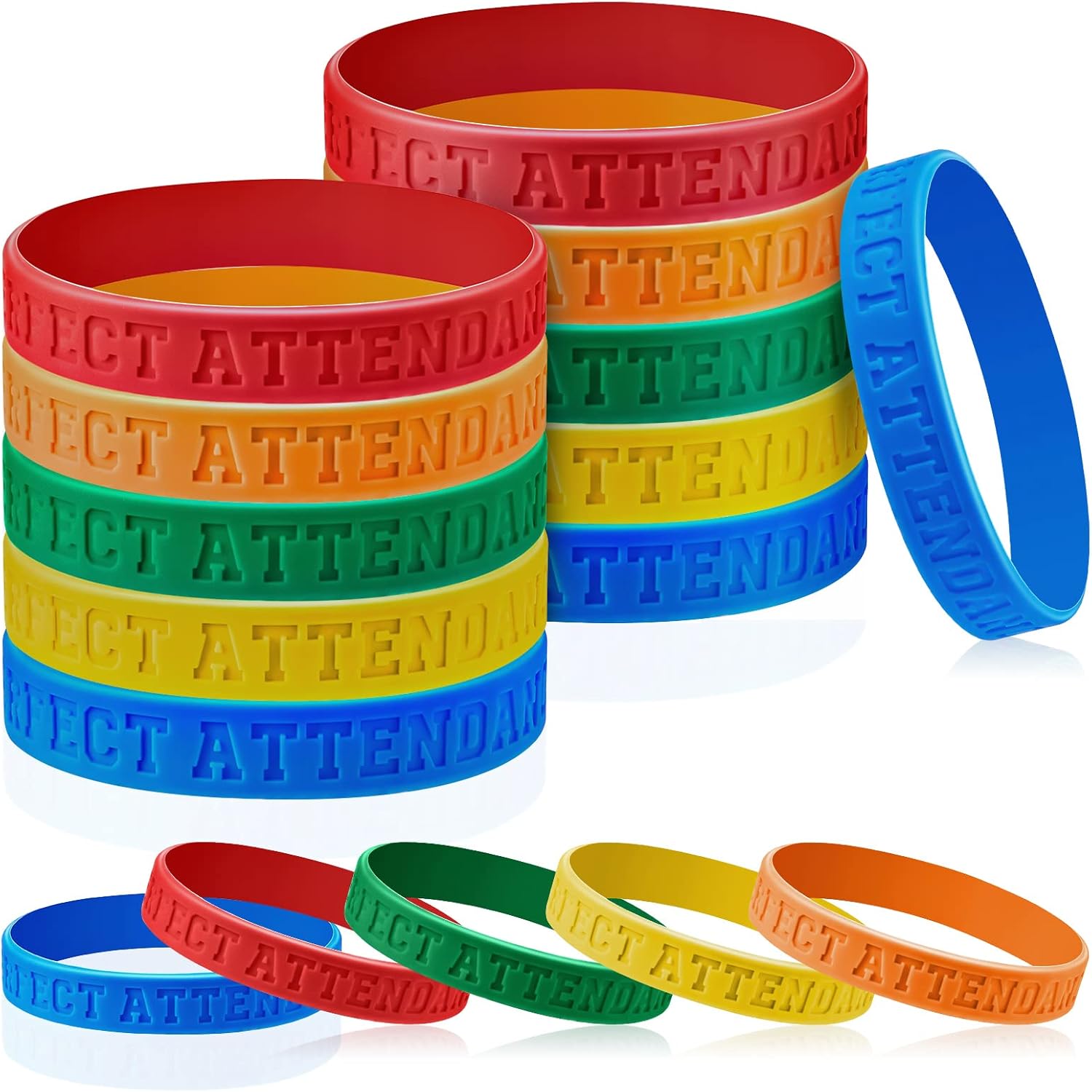 Sureio Perfect Attendance Silicone Bracelets Colored