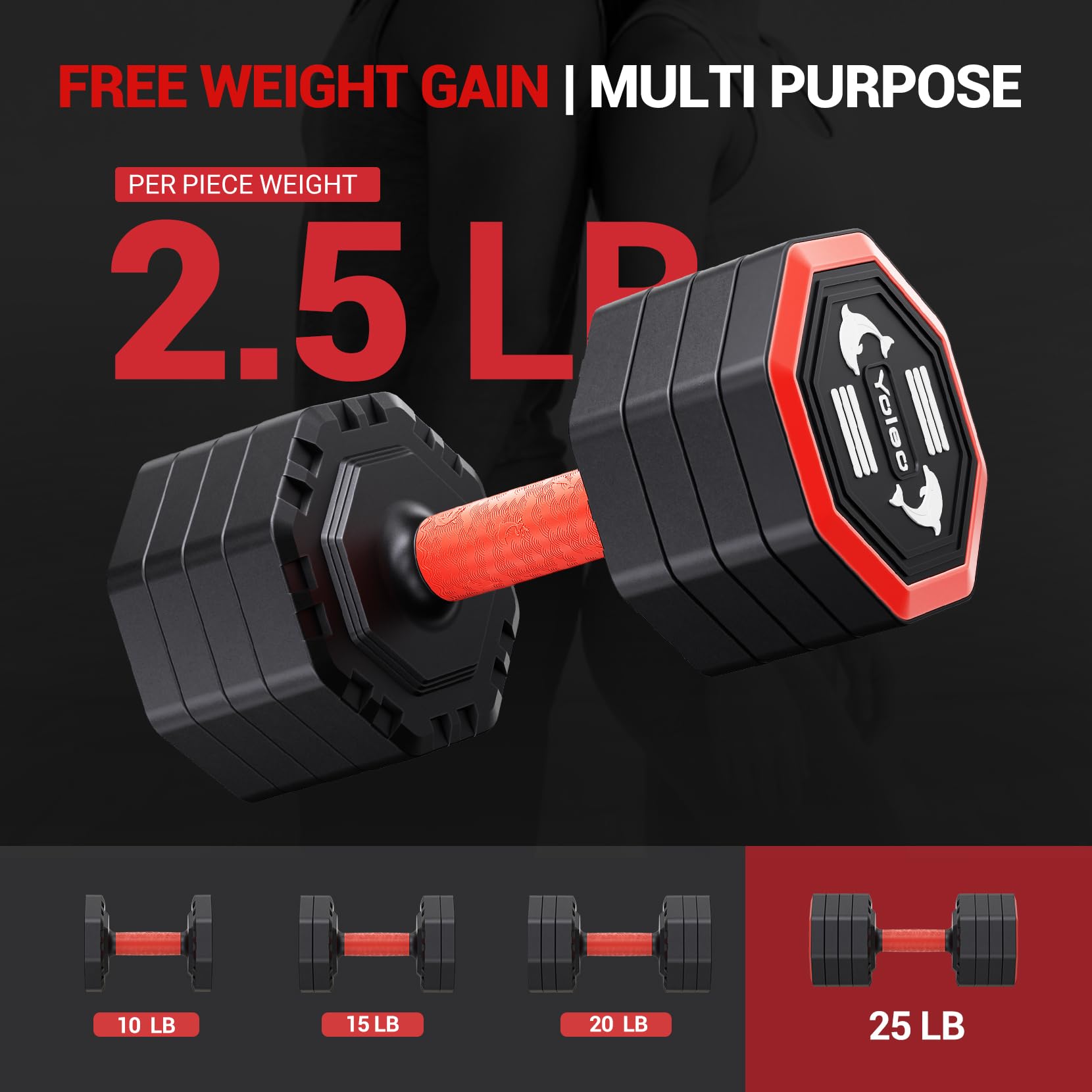 Adjustable Dumbbell Set, Weights Dumbbells Set at Home Workout Equipment, 4 in 1 Each Premium Tai Chi-Style Rotary Mounting Adjustable 10/15/20/25 lb dumbbells, with TPU Soft Rubber Handle Suitable Men/Women Updated 2.0