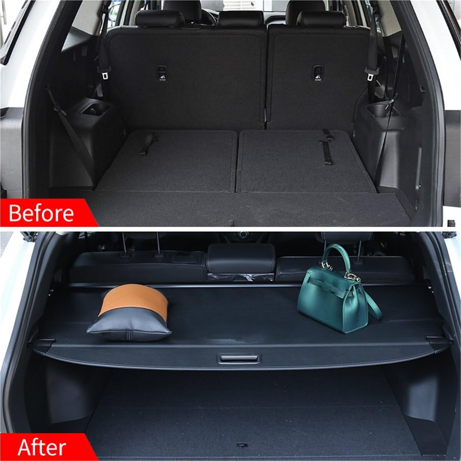 Einziehbare Kofferraum-Frachtabdeckung Für Hyundai Für Santa Fe 7 Sitze 2019 2020, Schild Privatsphäre Gepäckraumabdeckung
