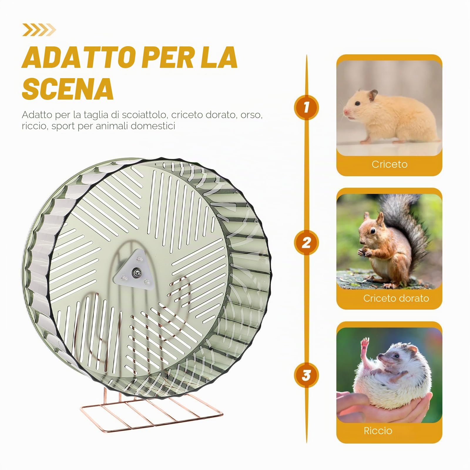 DECHOUS Ruota Criceto Silenziosa per Criceti, Design Base Stabile in Plastico e Lega, per Gabbia e Sport, Allevia la Noia e Aumenta L'attività