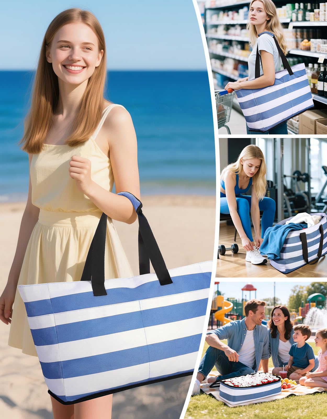 CIRYCASE Borsa Mare Grande con Termica XXL, 54L Borsa da Spiaggia Viaggio Impermeabile, Pieghevole Borsone Mano Tote Bag Multitasche, Borse per Attrezzatura da Nuoto Famiglia/Shopping/Palestra/Vacanze
