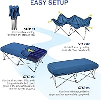 Vista 4 de KAMPKEEPER - Cama de Campamento, Camas de Campamento para Adultos, Cama Plegable de Campamento con Colchón de Aire Inflable y Bolsa de Transporte