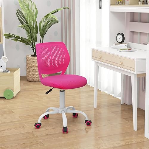 Miniatura 45 de Giantex Silla de escritorio moderna para niños, silla de estudio sin brazos con altura ajustable, silla de oficina ergonómica con ruedas, silla de