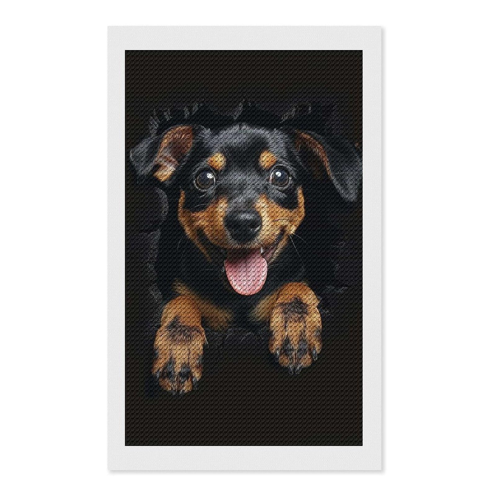 Junmoney Miniature Pinscher DIY Diamond Art Canvas Kit 12"x20", Adhesive Canvas, Easy to Enjoy, Farmhouse Decor, Festive Craft Gift