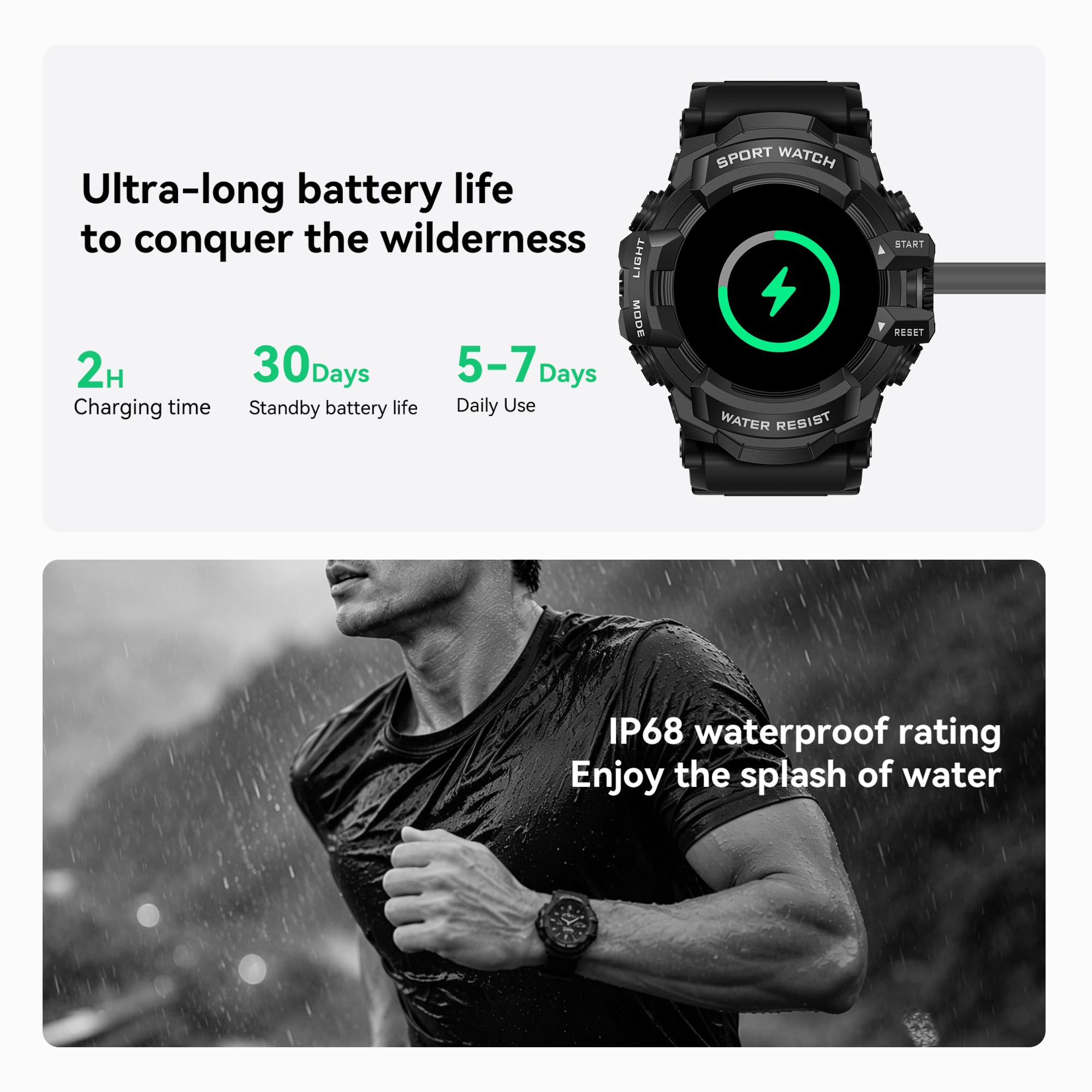 Reloj inteligente militar para hombre (contestar/hacer llamadas), iOS y