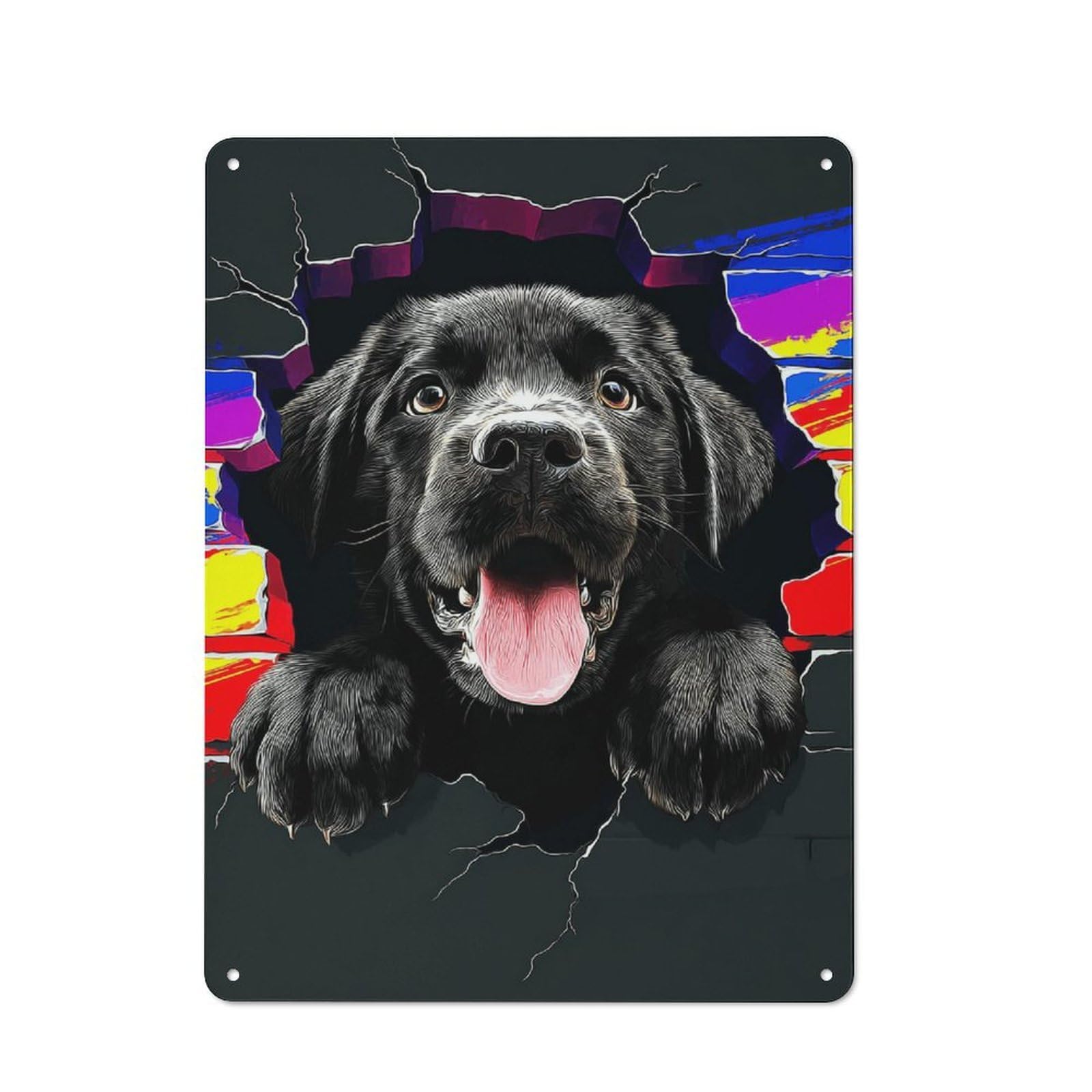 Junmoney Breakthrough Black Pup Metal Wall Sign With Design 40X30cm, Loft Style Studio Wall Art For Flat, Bar, Studio Or Gallery Wall